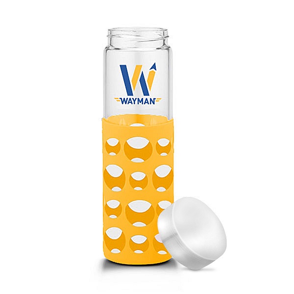 Picture of 20 oz Silicone Round Cutouts Glass Bottle