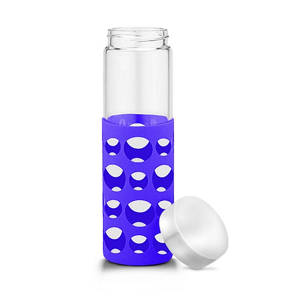 Picture of 20 oz Silicone Round Cutouts Glass Bottle