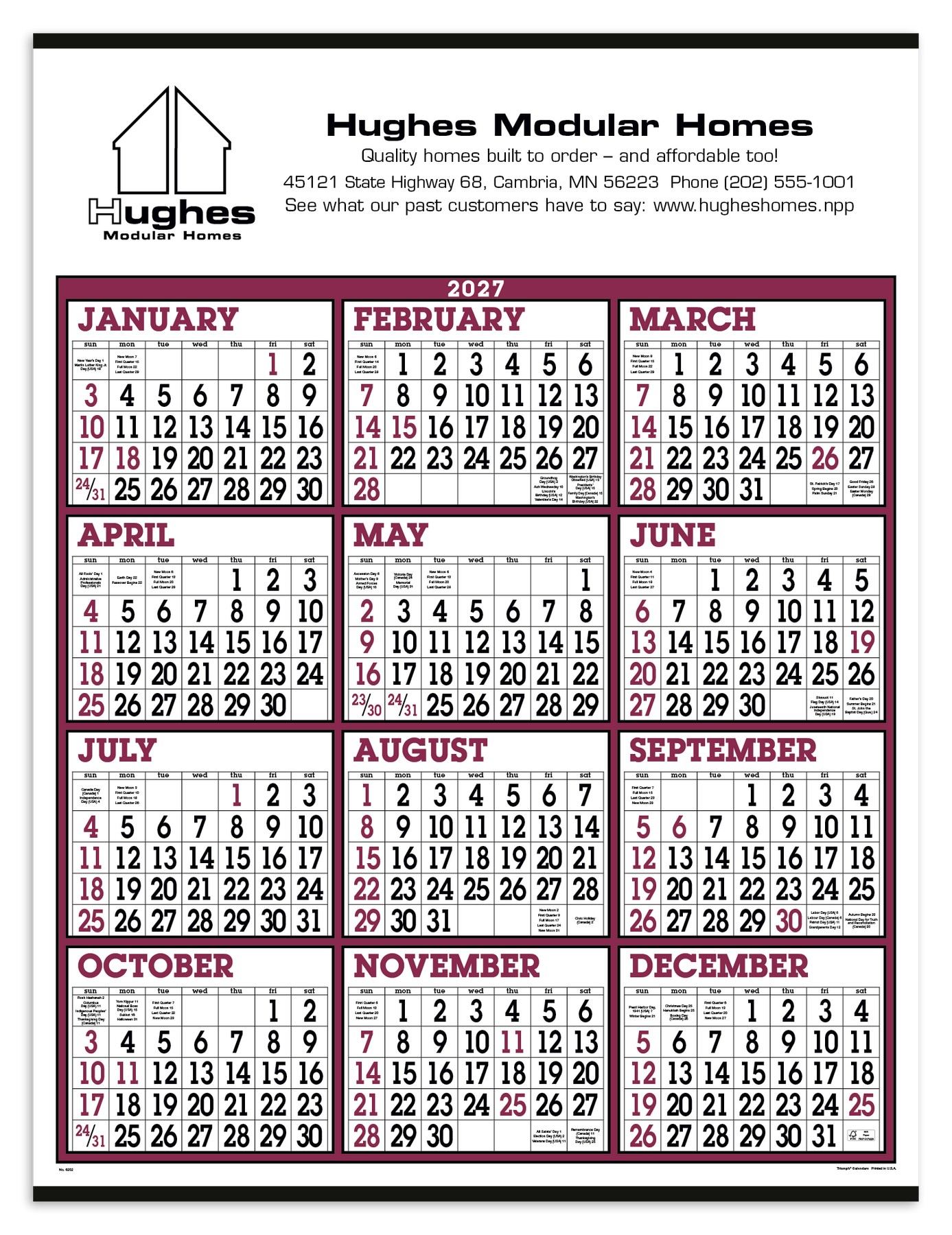 Picture of Triumph® Calendars Big Numbers Span-A-Year Calendar