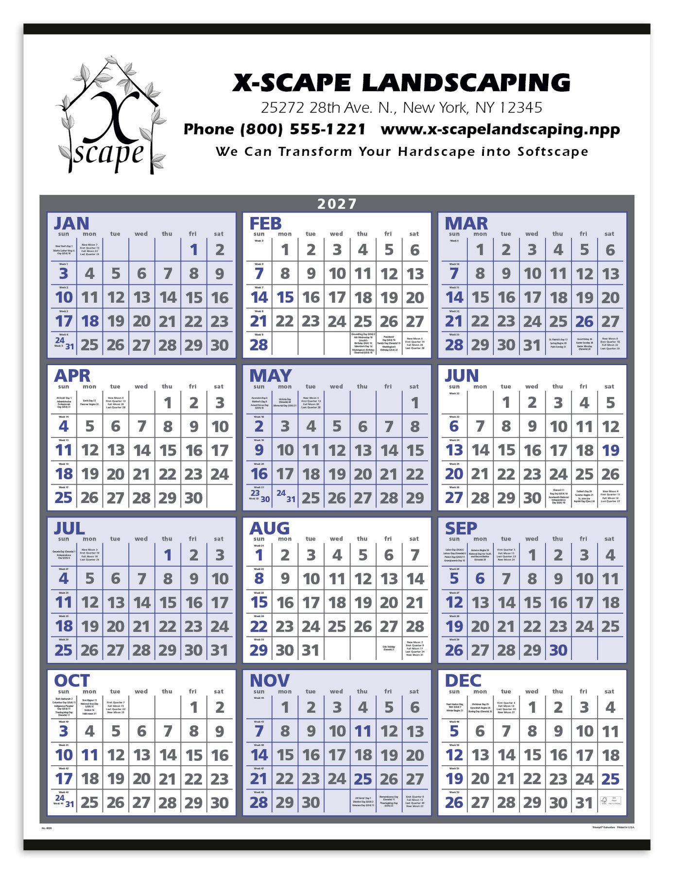 Picture of Triumph® Calendars Span-A-Year Calendar