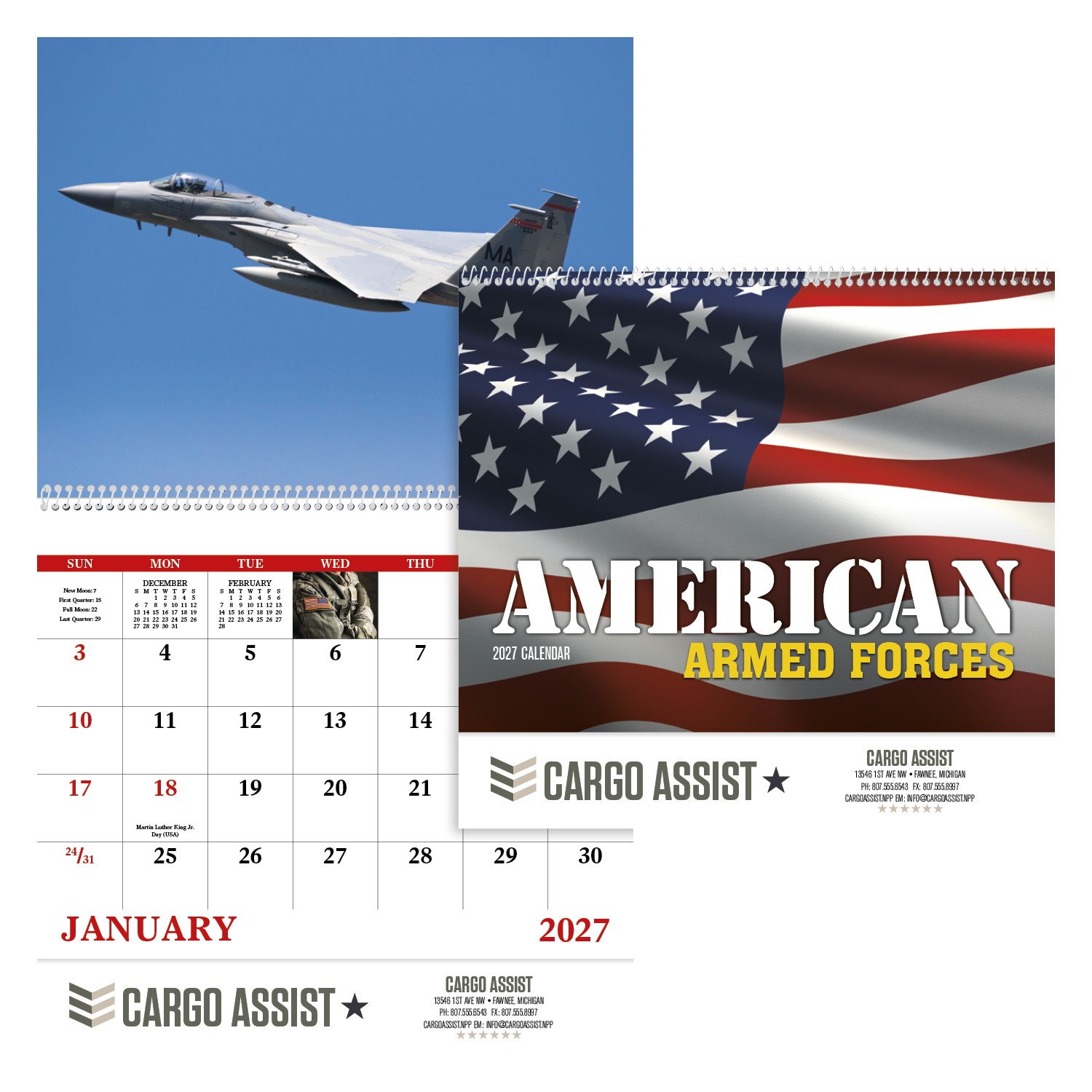 Picture of Good Value™ American Armed Forces - Spiral Calendar