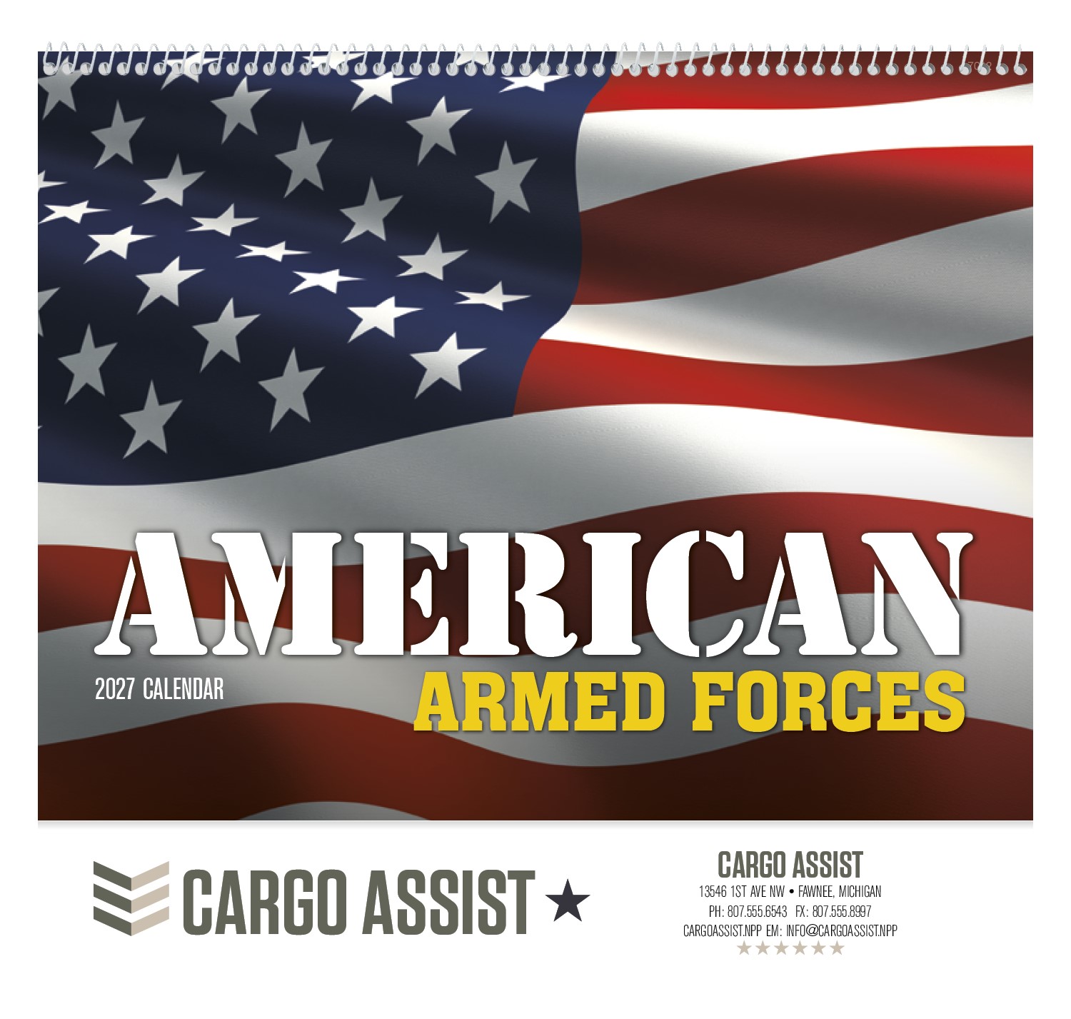 Picture of Good Value™ American Armed Forces - Spiral Calendar