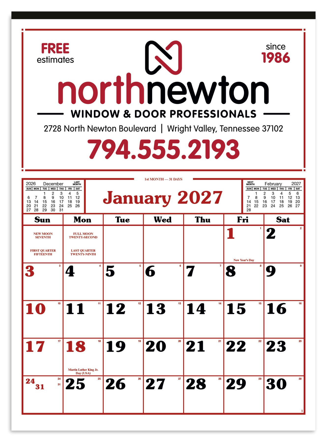 Picture of Skinner & Kennedy® Commercial 12-Sheet Calendar
