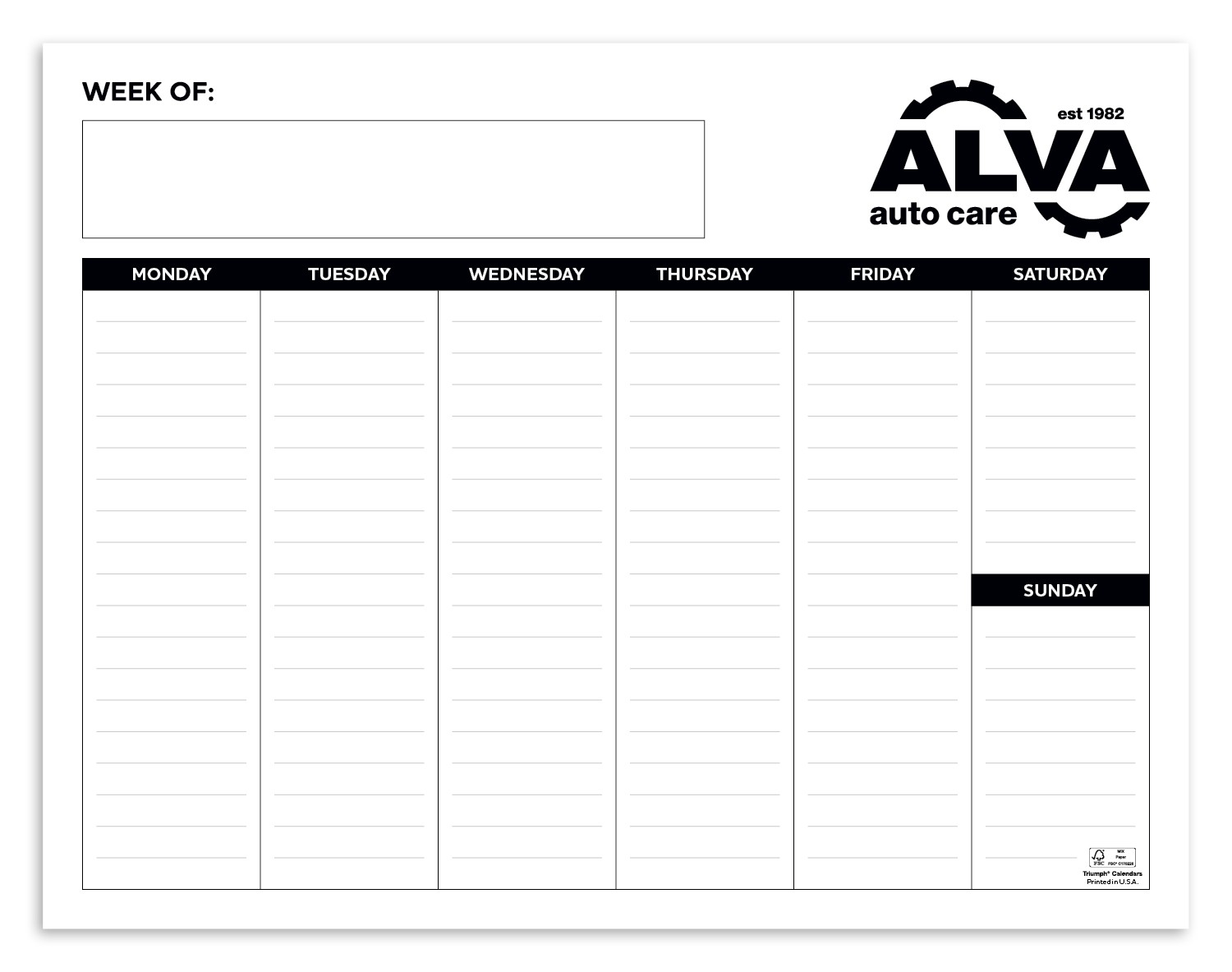 Picture of Triumph® Calendars Small Weekly Desk Pad - Black & White Calendar