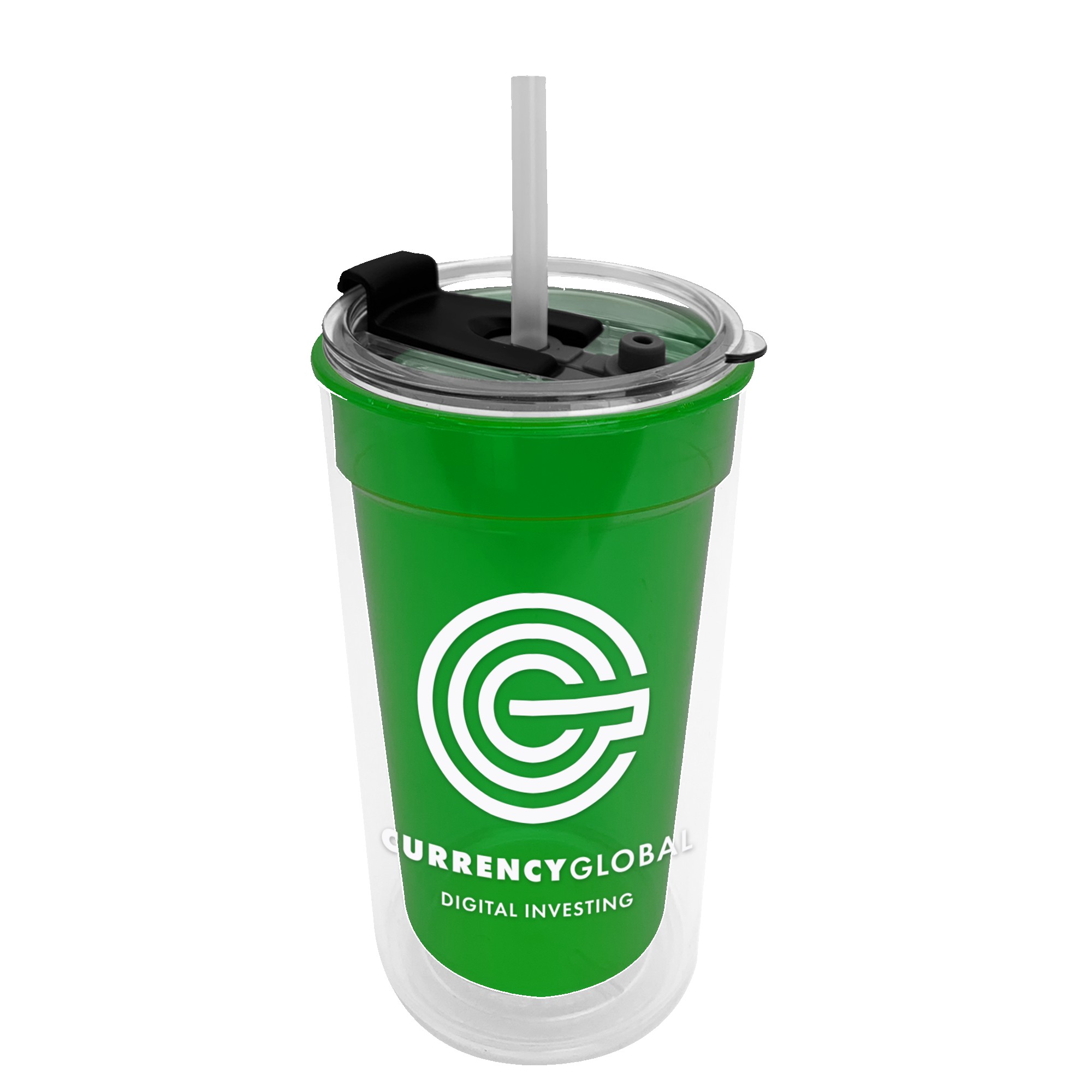 Picture of Sentinel - 14 oz. Transparent Tumbler With 2-in-1 Flip and Straw hole lid (Straw included)
