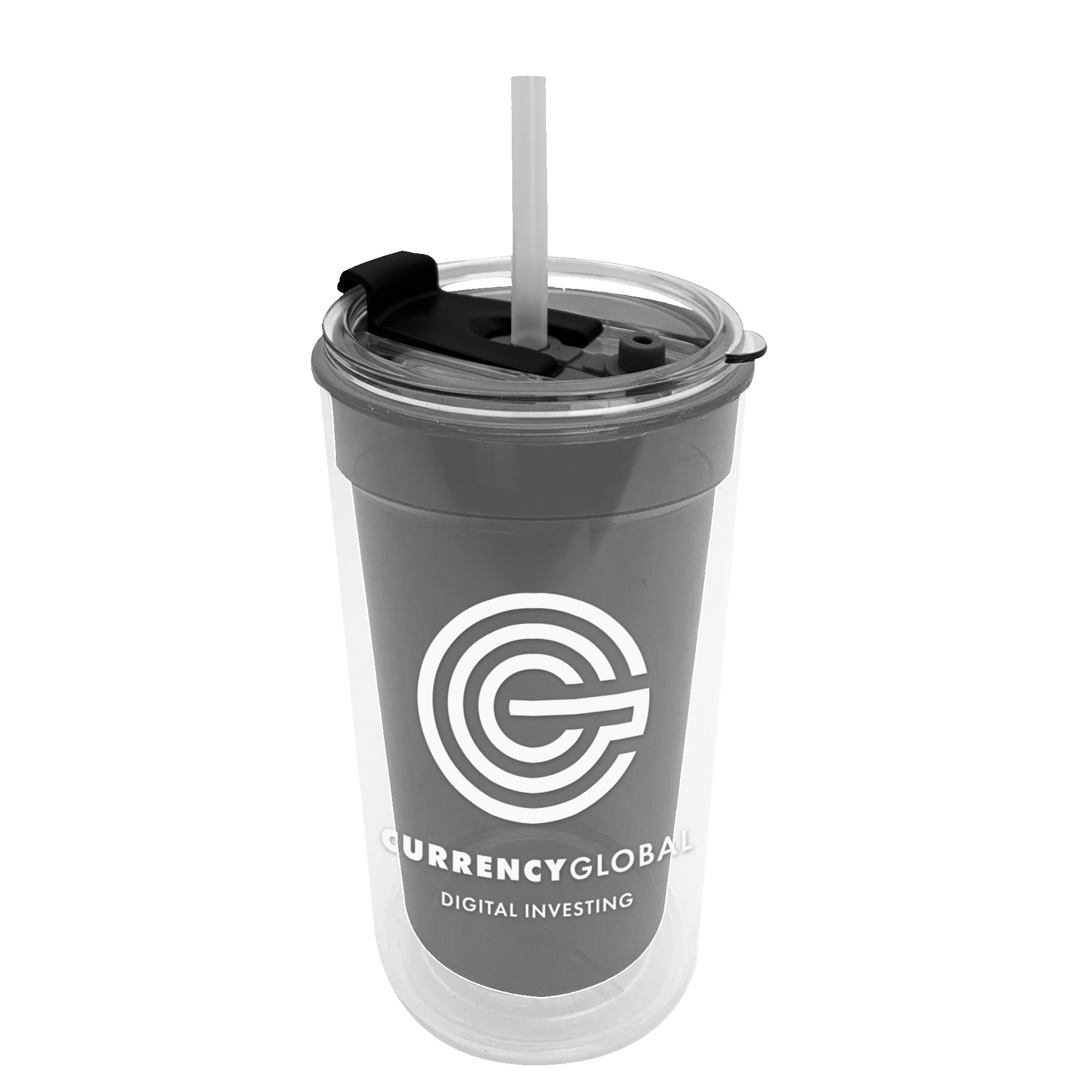 Picture of Sentinel - 14 oz. Transparent Tumbler With 2-in-1 Flip and Straw hole lid (Straw included)