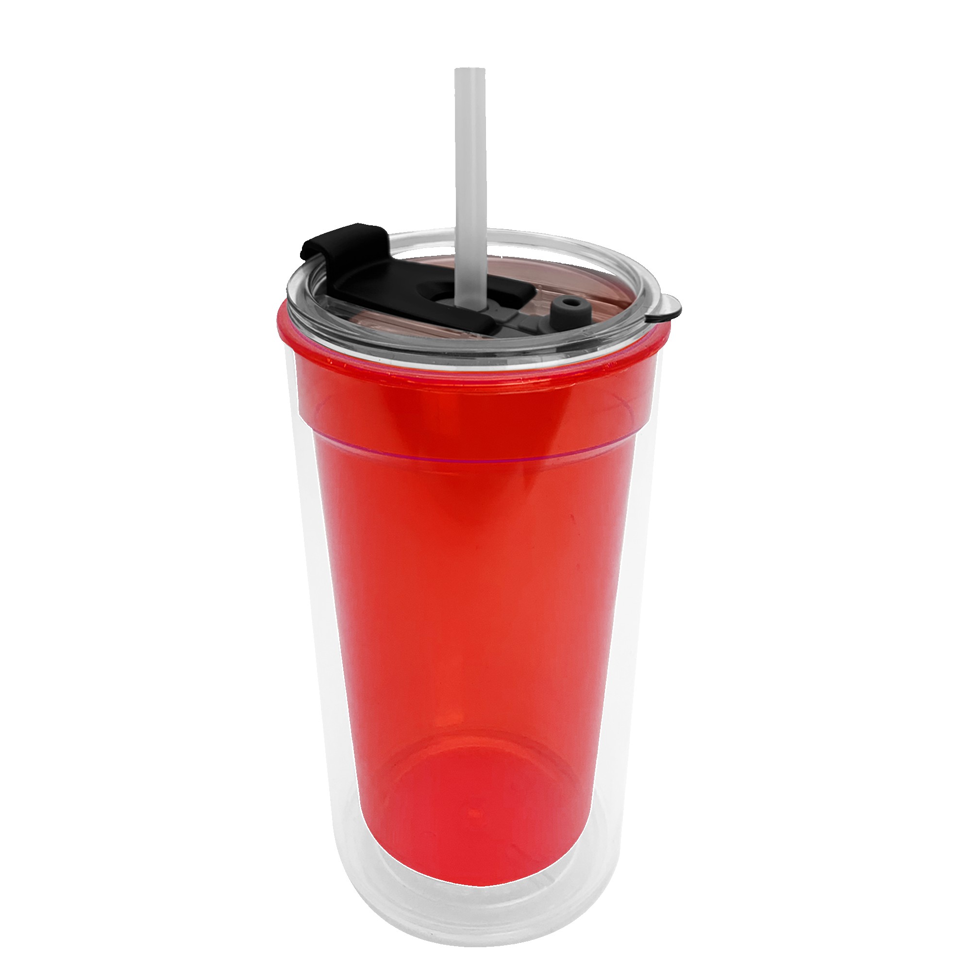 Picture of Sentinel - 14 oz. Transparent Tumbler With 2-in-1 Flip and Straw hole lid (Straw included)