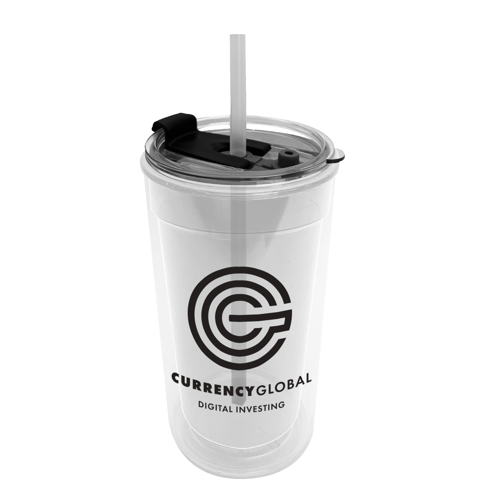 Picture of Sentinel - 14 oz. Transparent Tumbler With 2-in-1 Flip and Straw hole lid (Straw included)