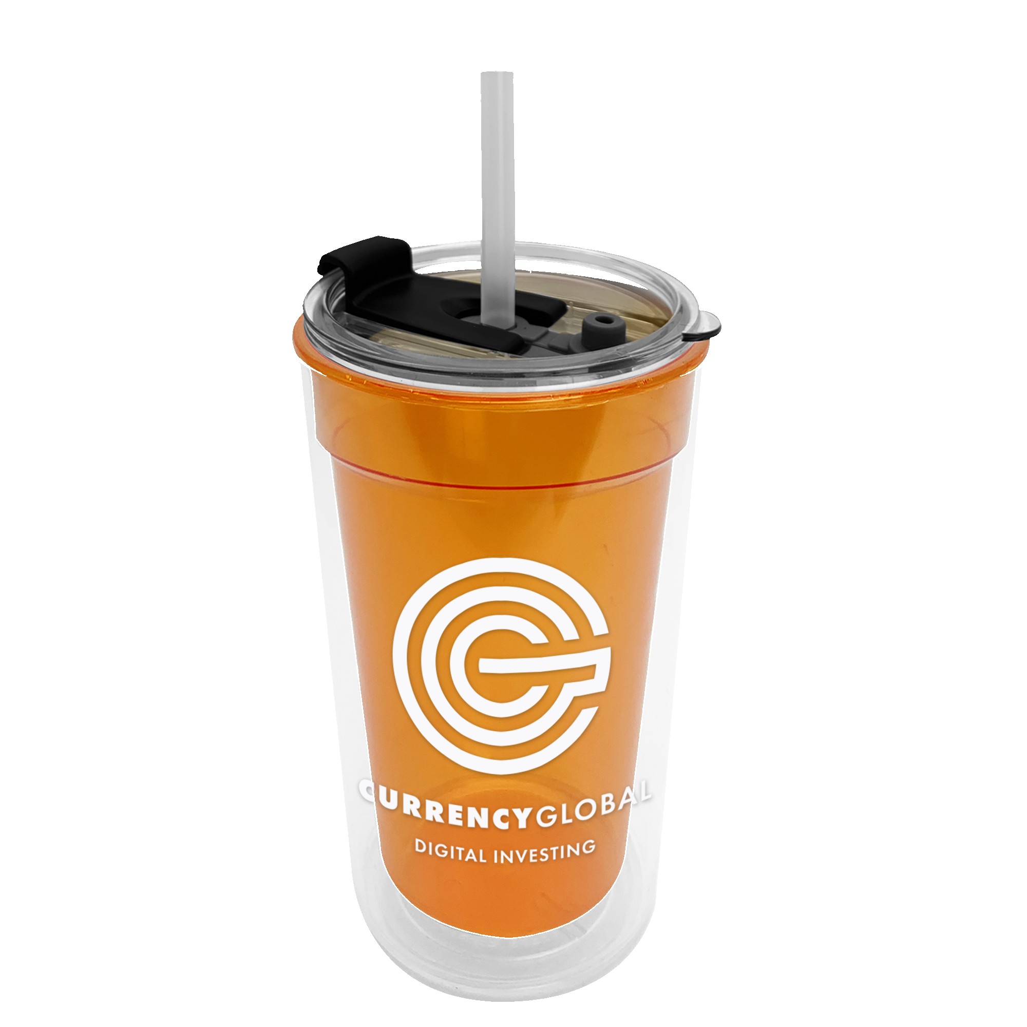 Picture of Sentinel - 14 oz. Transparent Tumbler With 2-in-1 Flip and Straw hole lid (Straw included)