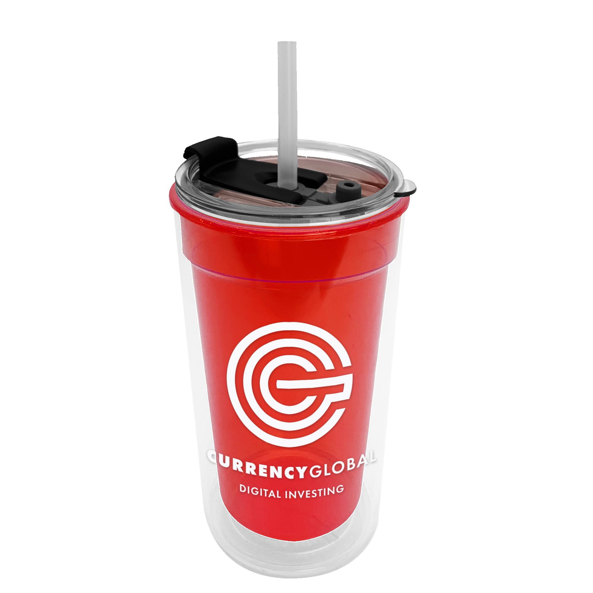 Picture of Sentinel - 14 oz. Transparent Tumbler With 2-in-1 Flip and Straw hole lid (Straw included)