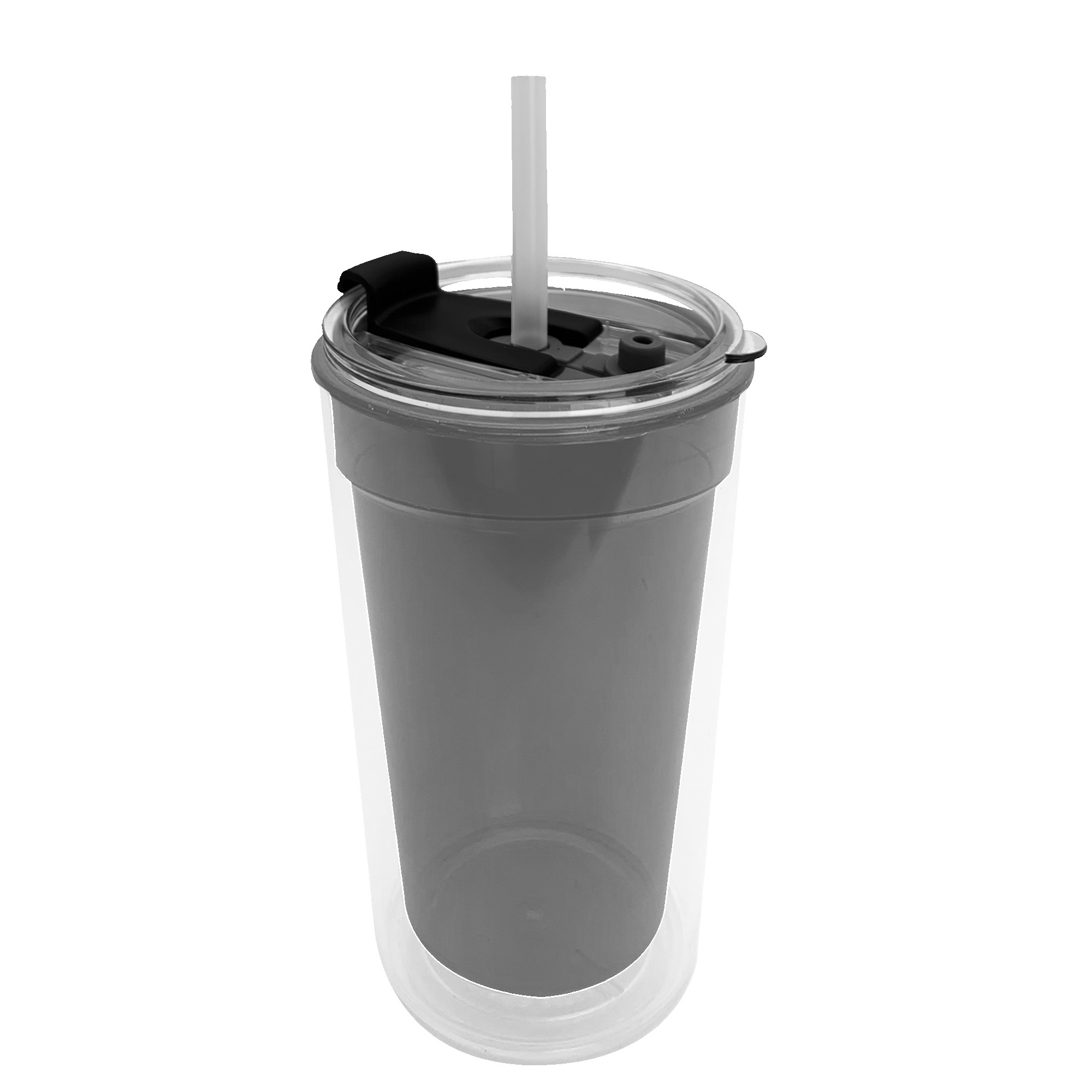 Picture of Sentinel - 14 oz. Transparent Tumbler With 2-in-1 Flip and Straw hole lid (Straw included)