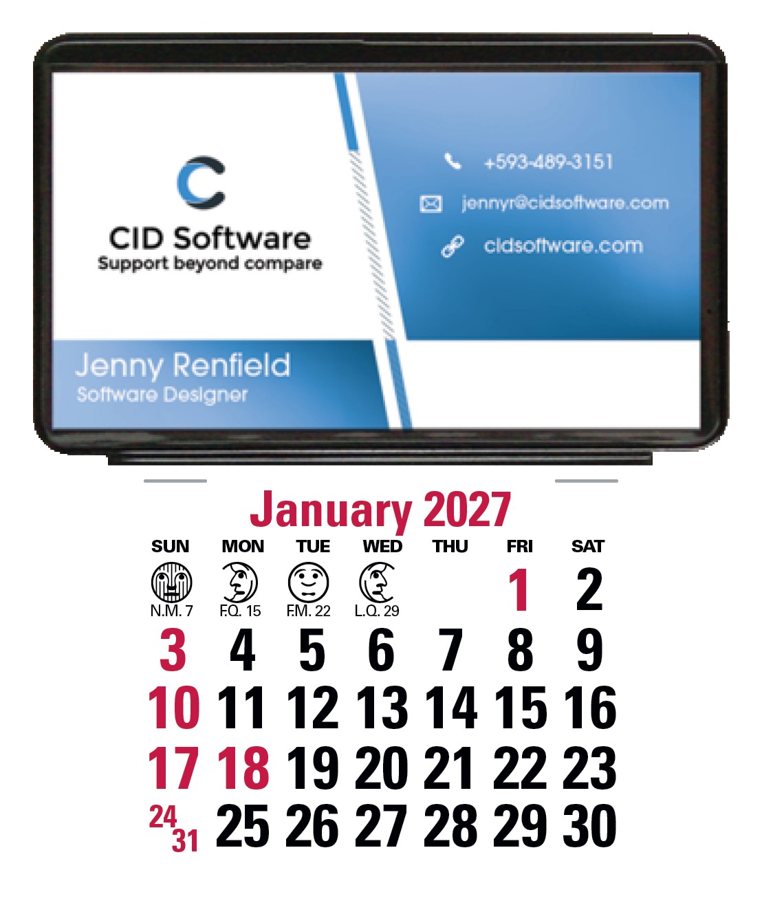 Picture of Triumph® Calendars Press-N-Stick Business Card Holder (No Imprint) With Calendar Pad