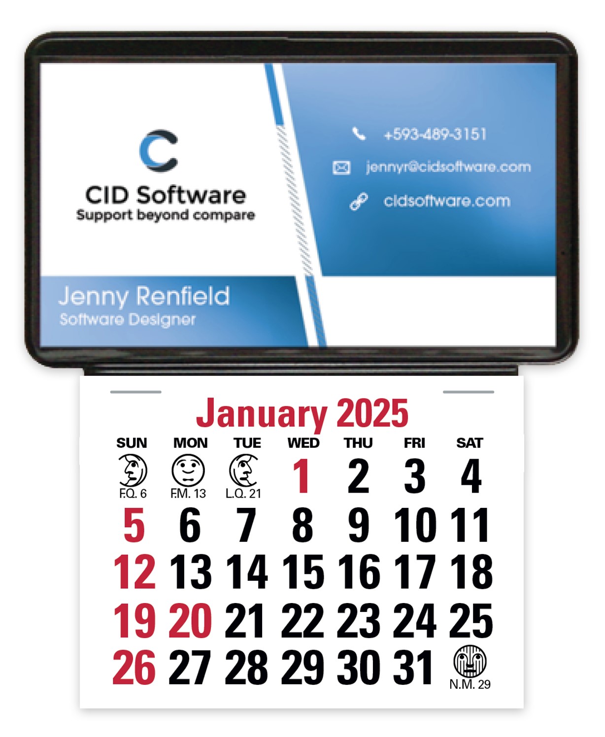 Picture of Triumph® Calendars Press-N-Stick Business Card Holder (No Imprint) With Calendar Pad