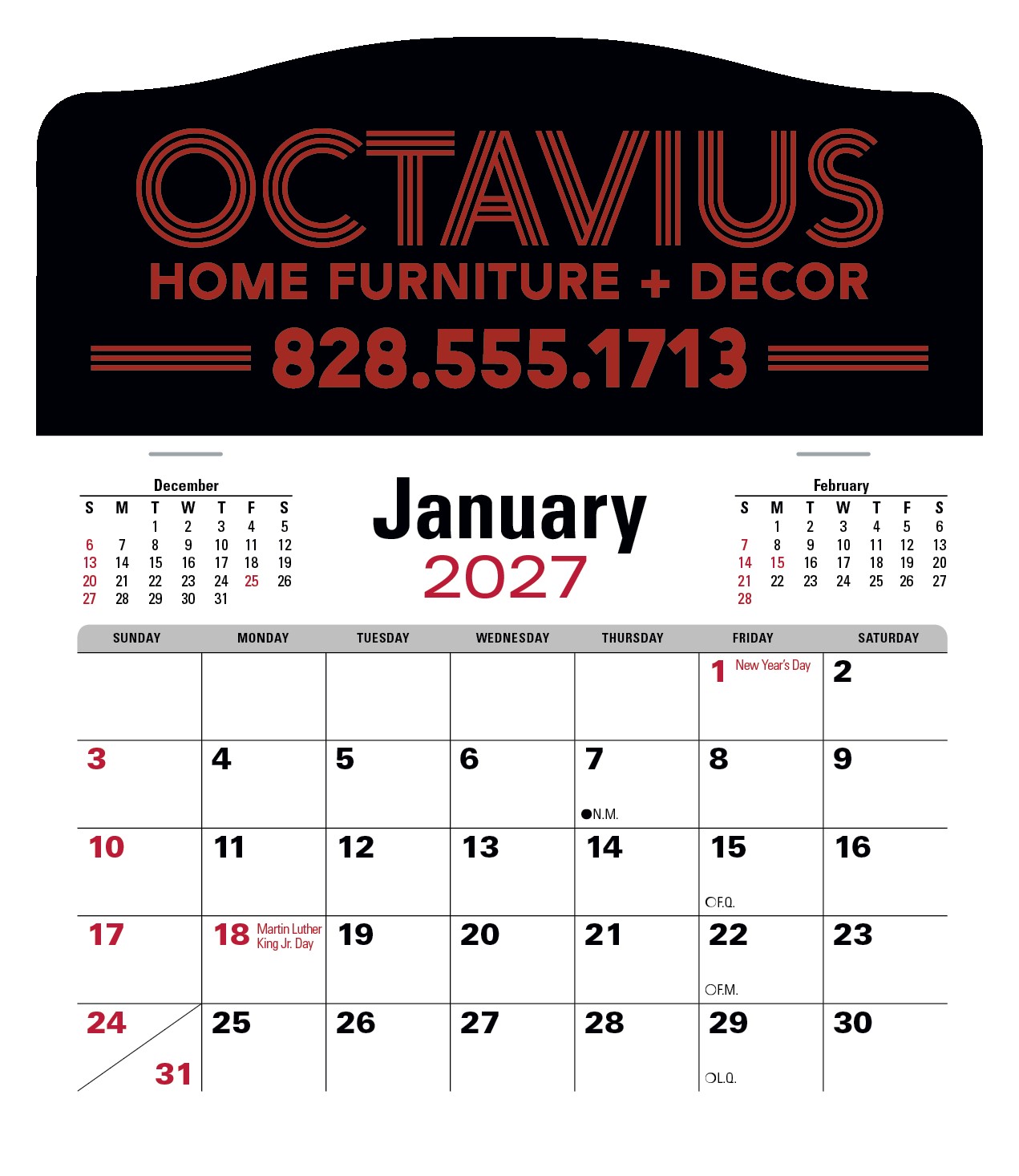 Picture of Triumph® Calendars Press-N-Stick Jumbo Header with 3-Month Calendar