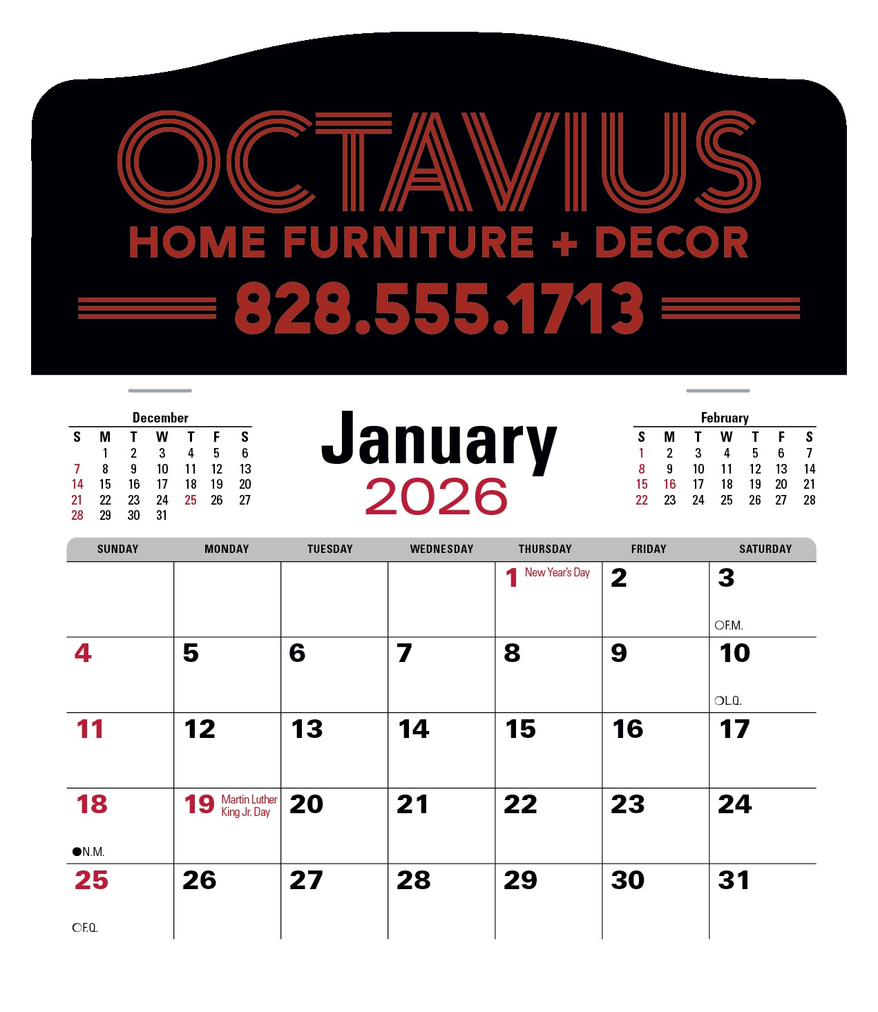 Picture of Triumph® Calendars Press-N-Stick Jumbo Header with 3-Month Calendar