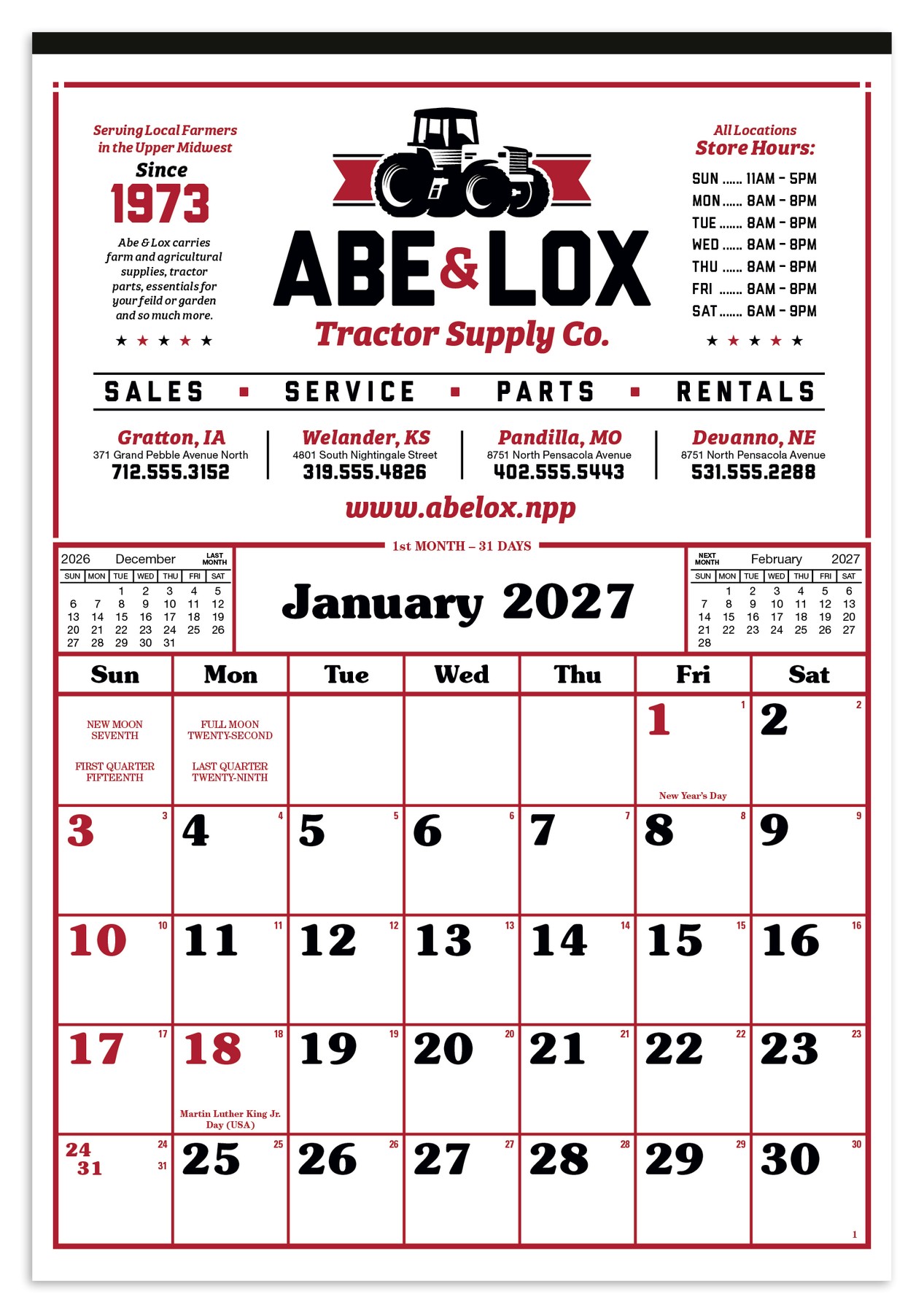 Picture of Skinner & Kennedy® Commercial 12-Sheet Calendar