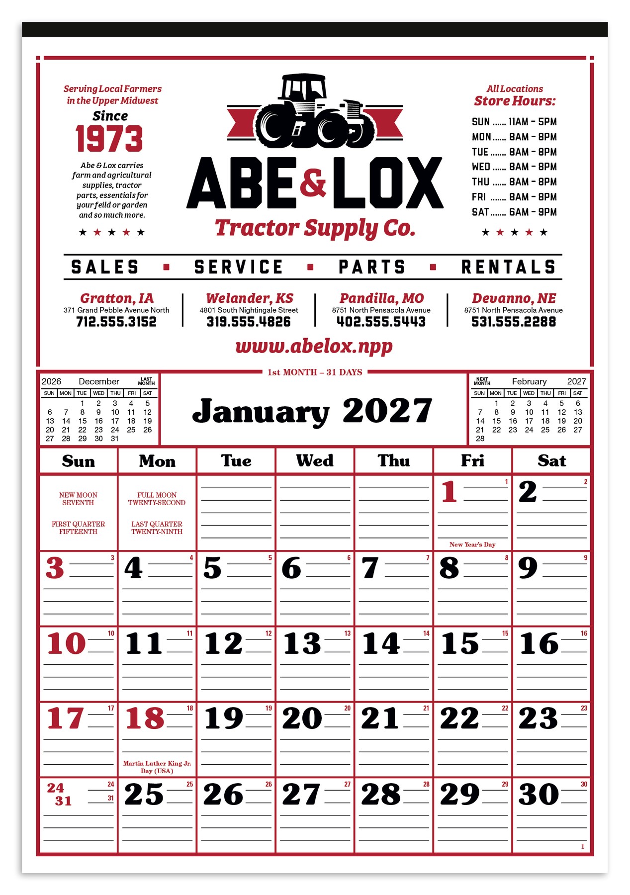 Picture of Skinner & Kennedy® Commercial 12-Sheet Calendar