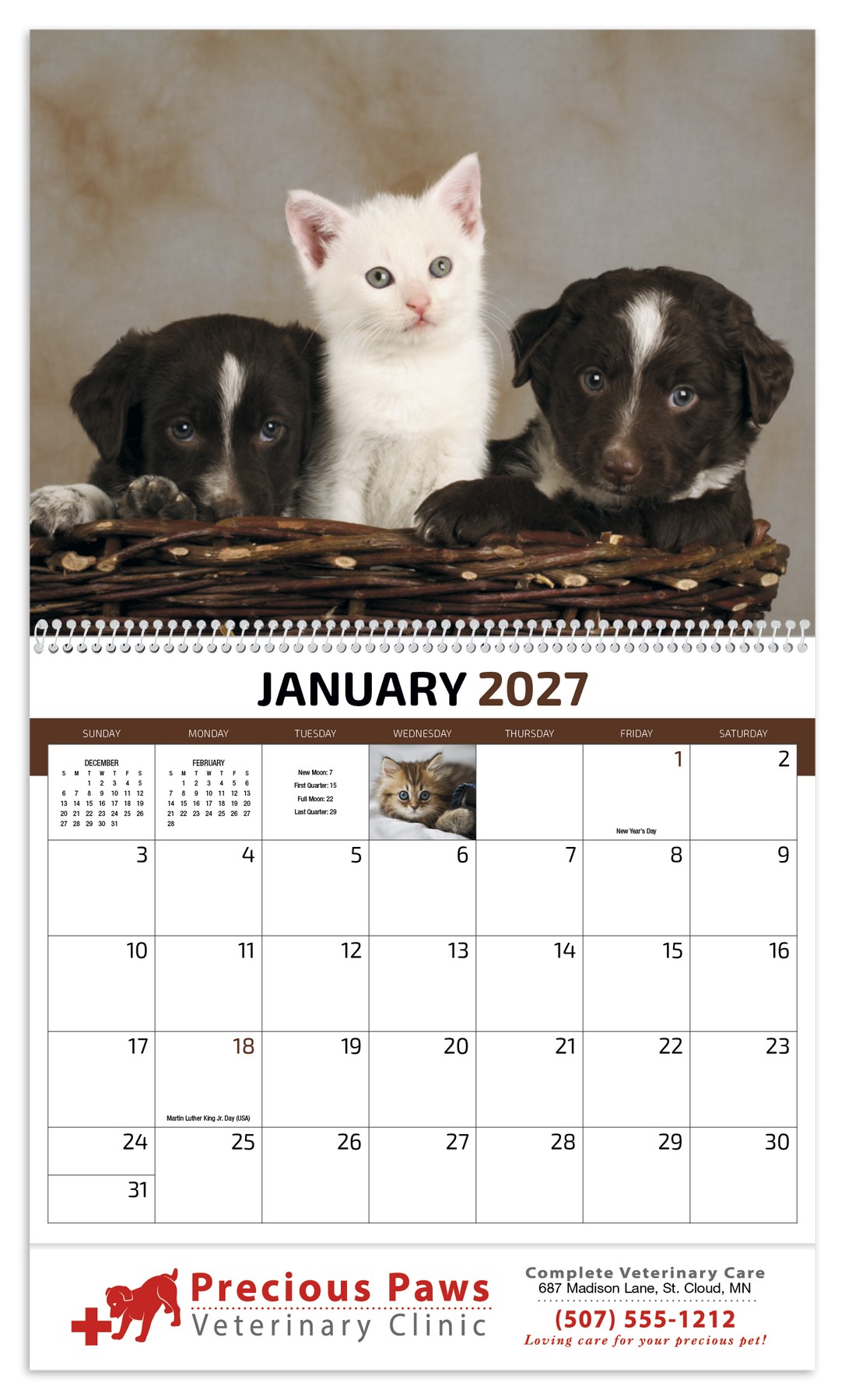 Picture of HotLine® Products Four Paws Appointment Calendar - Spiral