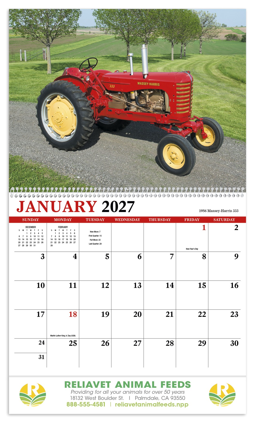 Picture of HotLine® Products Vintage Tractors Appointment Calendar - Spiral