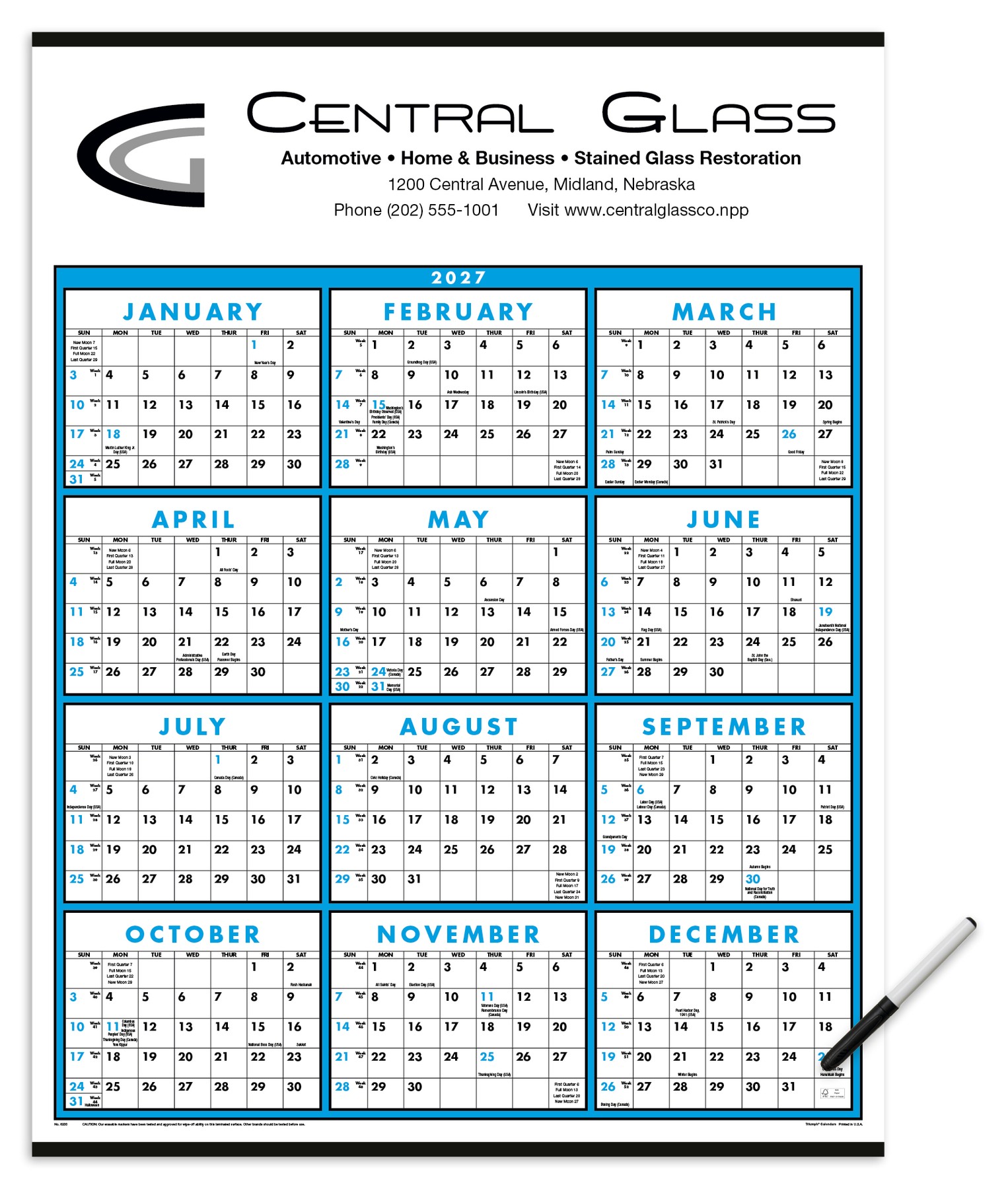 Picture of Triumph® Calendars Span-A-Year (Laminated with Marker) Calendar