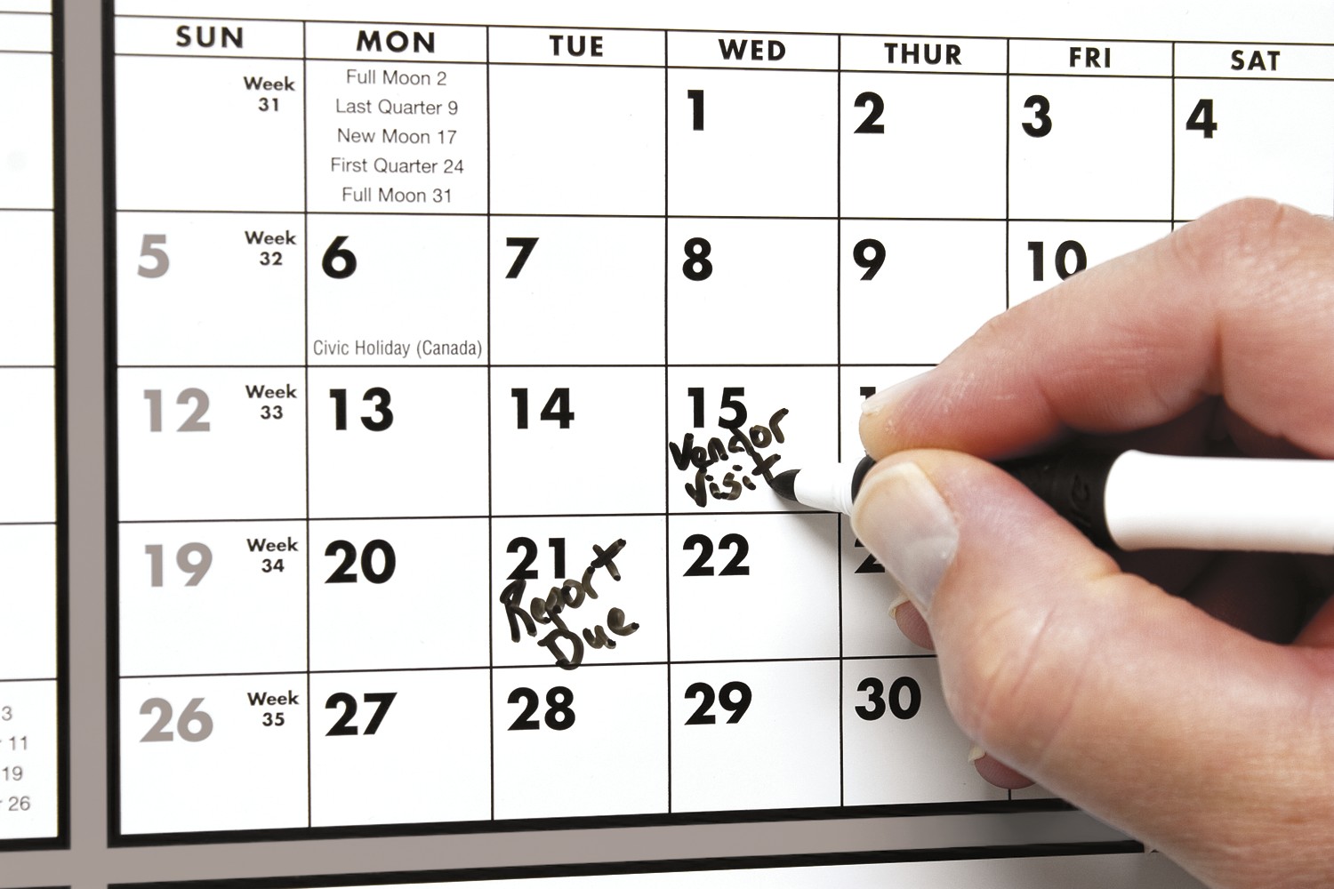 Picture of Triumph® Calendars Black & White Span-A-Year Laminated w/Marker Calendar