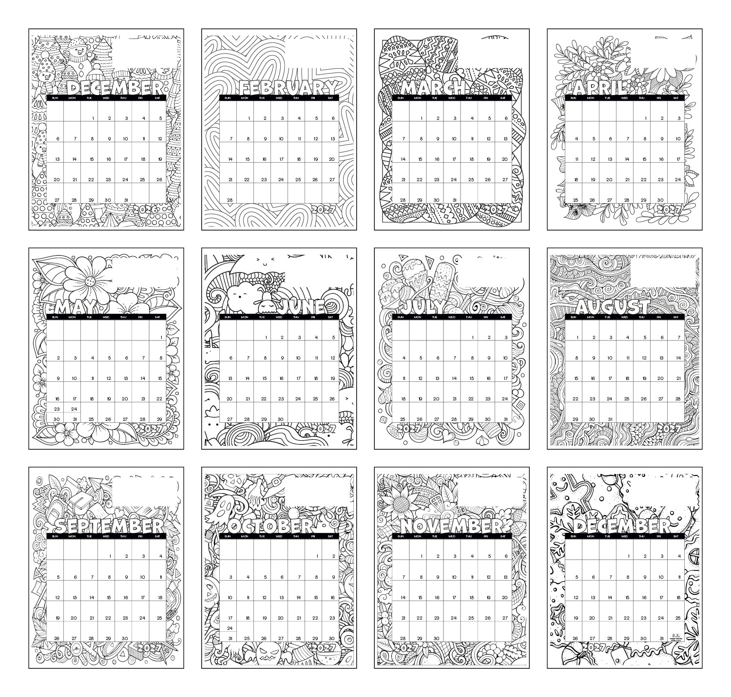 Picture of Triumph® Calendars Small Monthly Desk Pad Calendar - Coloring