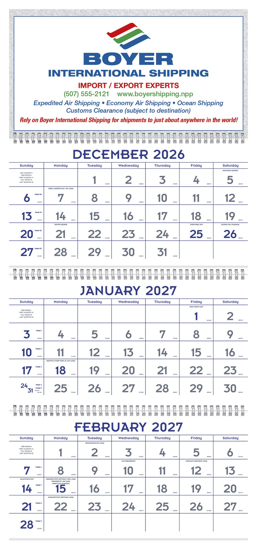 Picture of Triumph® Calendars Blue & Grey Commercial Planner