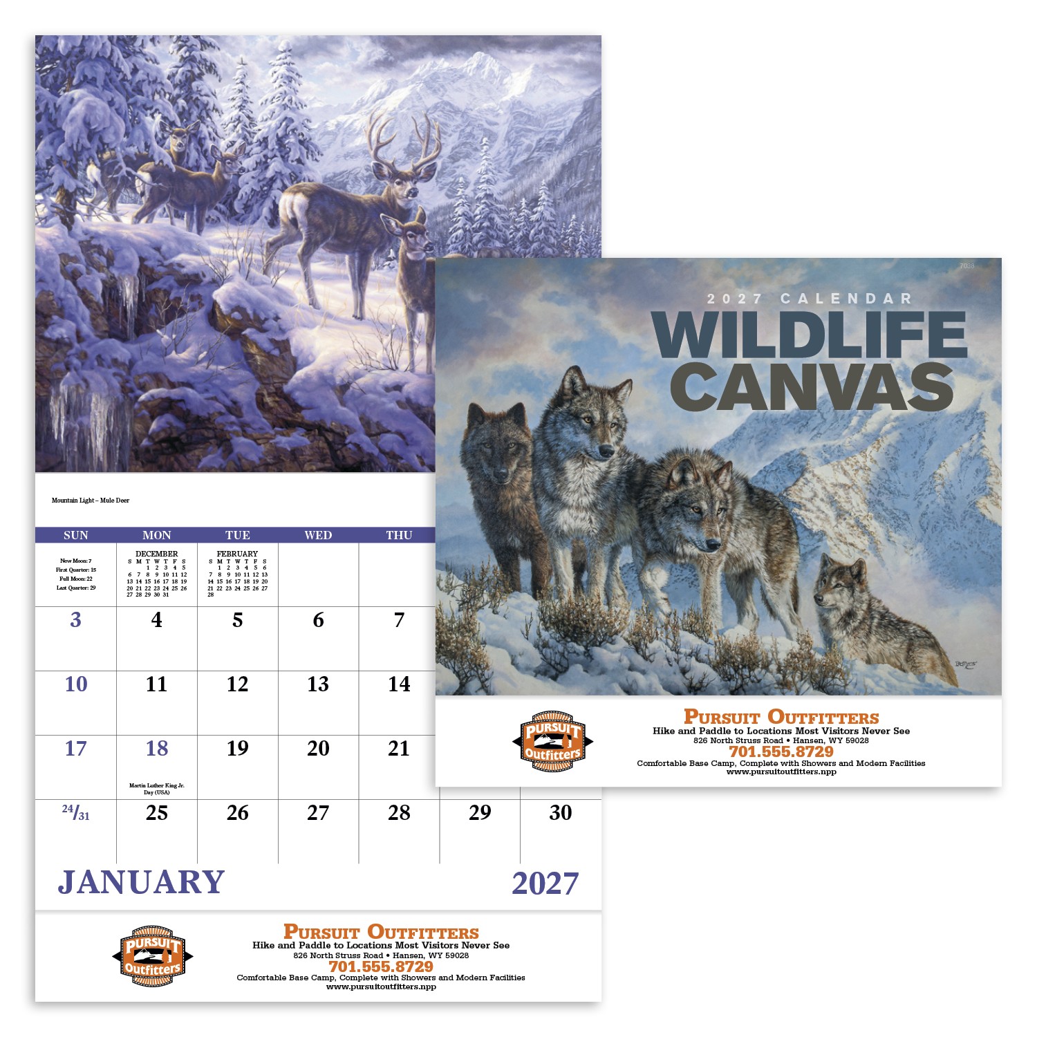Picture of Good Value™ Wildlife Canvas - Stapled Calendar