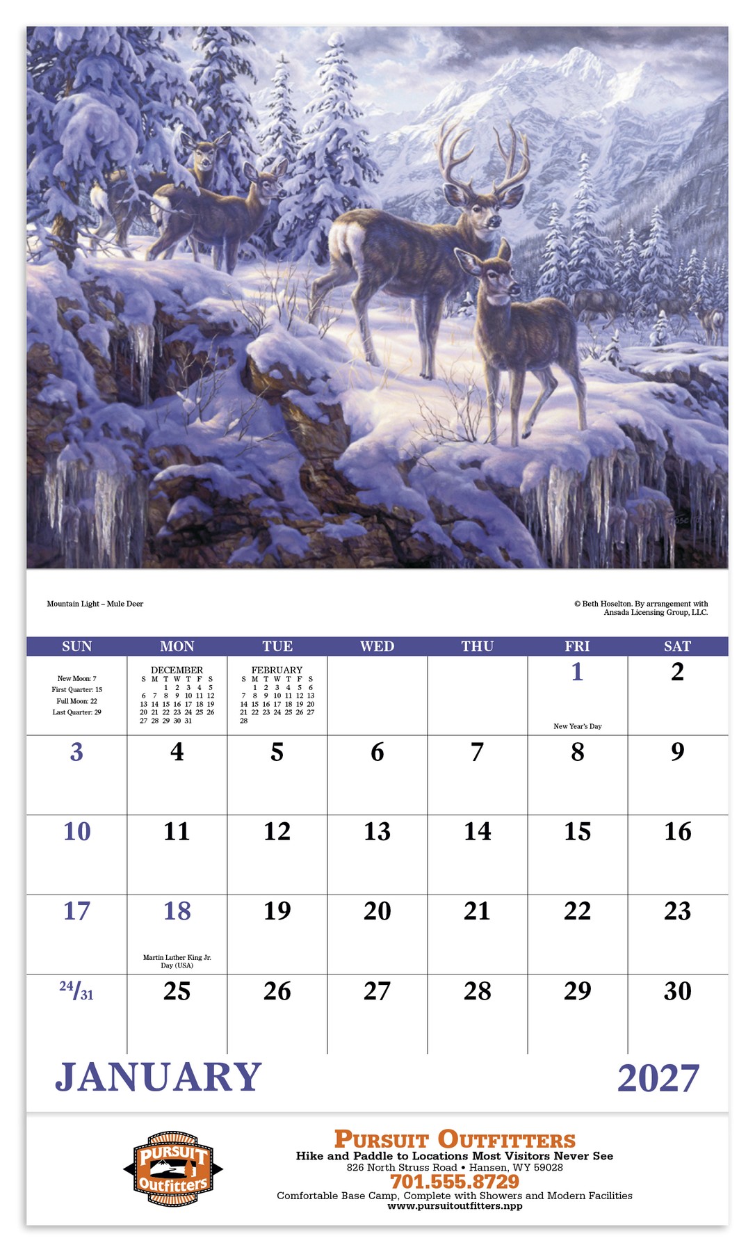Picture of Good Value™ Wildlife Canvas - Stapled Calendar