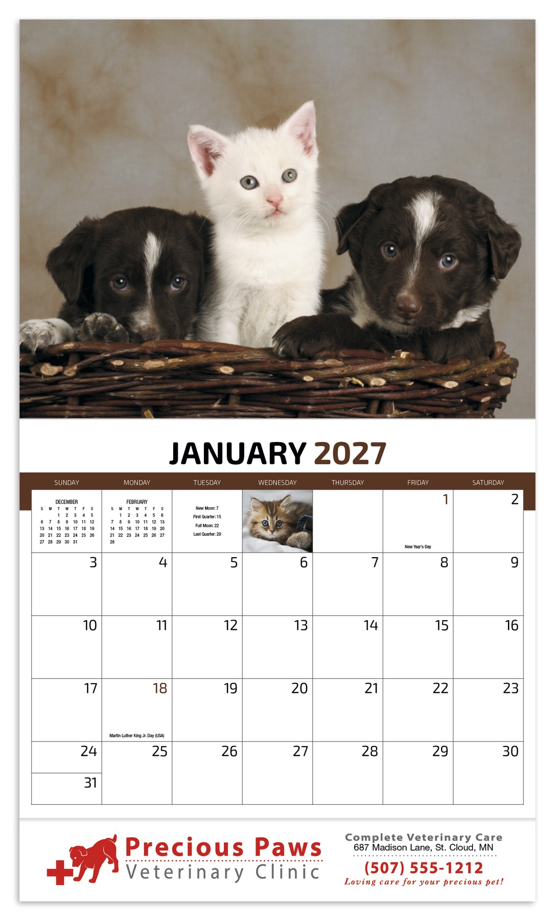 Picture of HotLine® Products Four Paws Appointment Calendar - Stapled