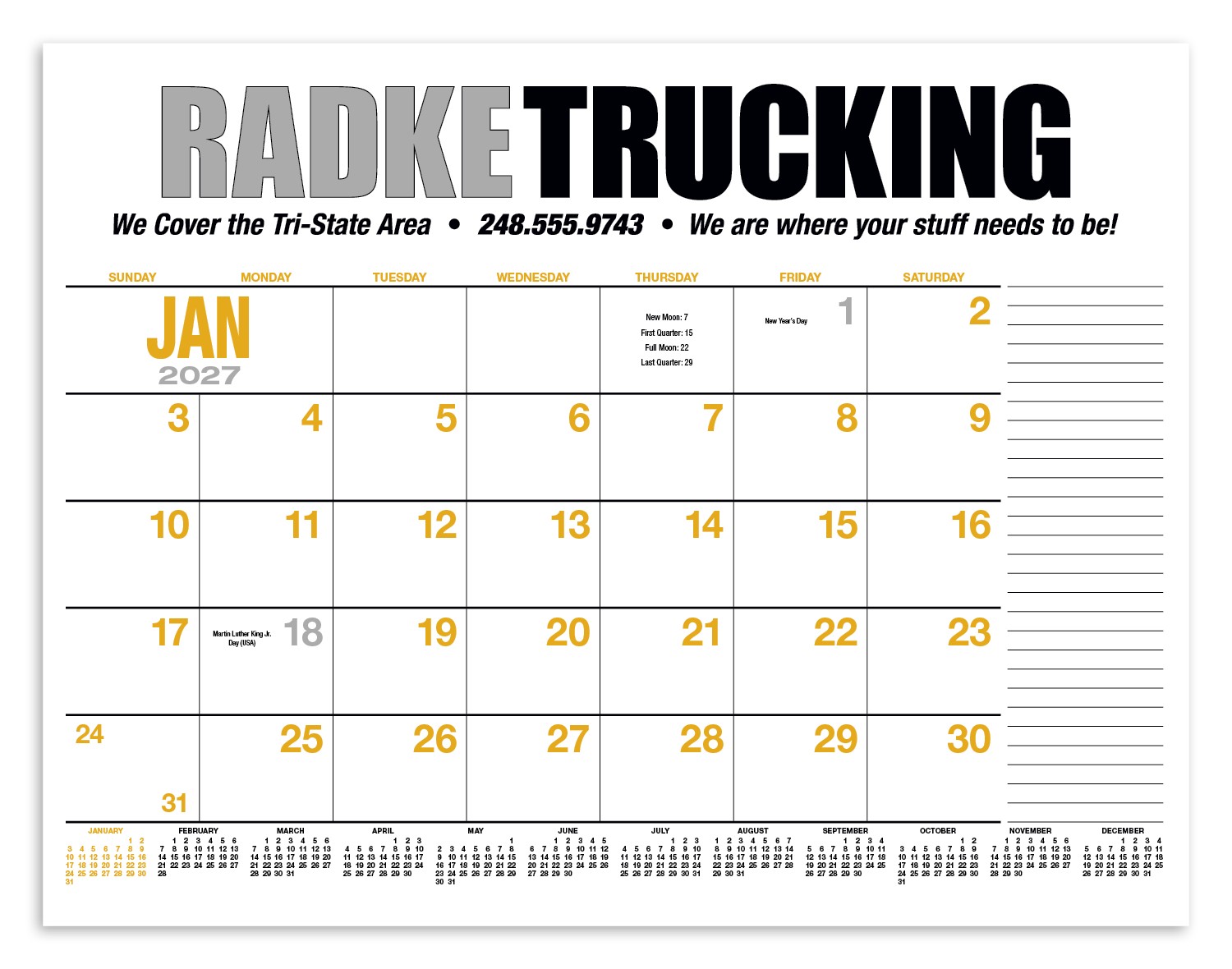 Picture of HotLine® Products 13-Month Desk Pad Calendar