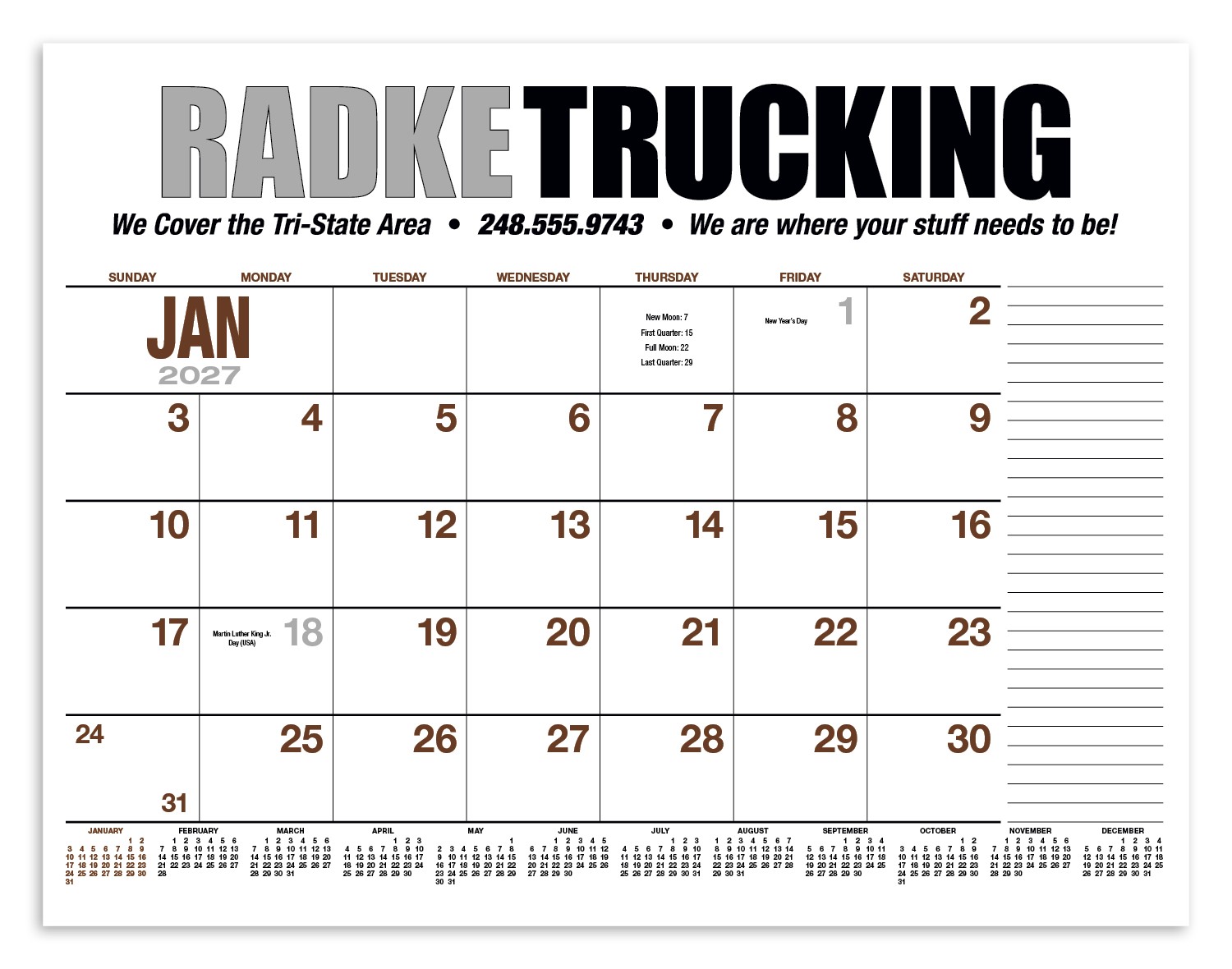 Picture of HotLine® Products 13-Month Desk Pad Calendar