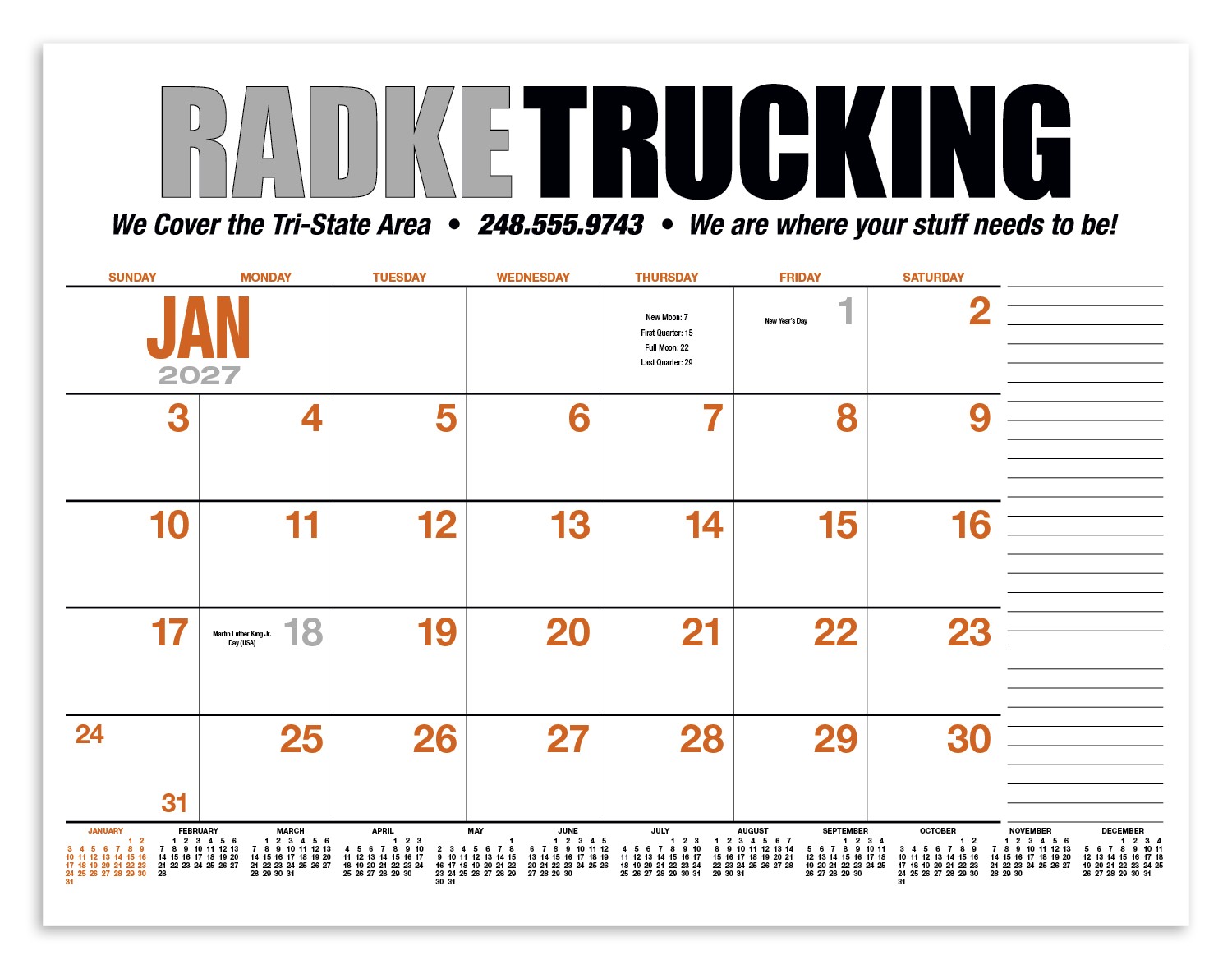Picture of HotLine® Products 13-Month Desk Pad Calendar