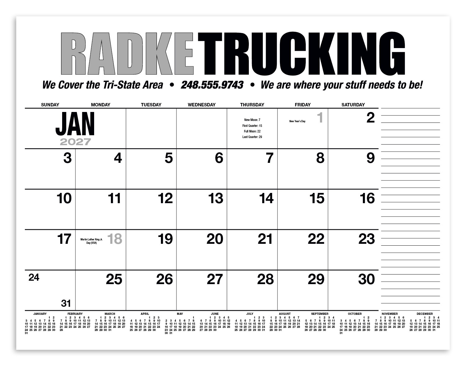 Picture of HotLine® Products 13-Month Desk Pad Calendar