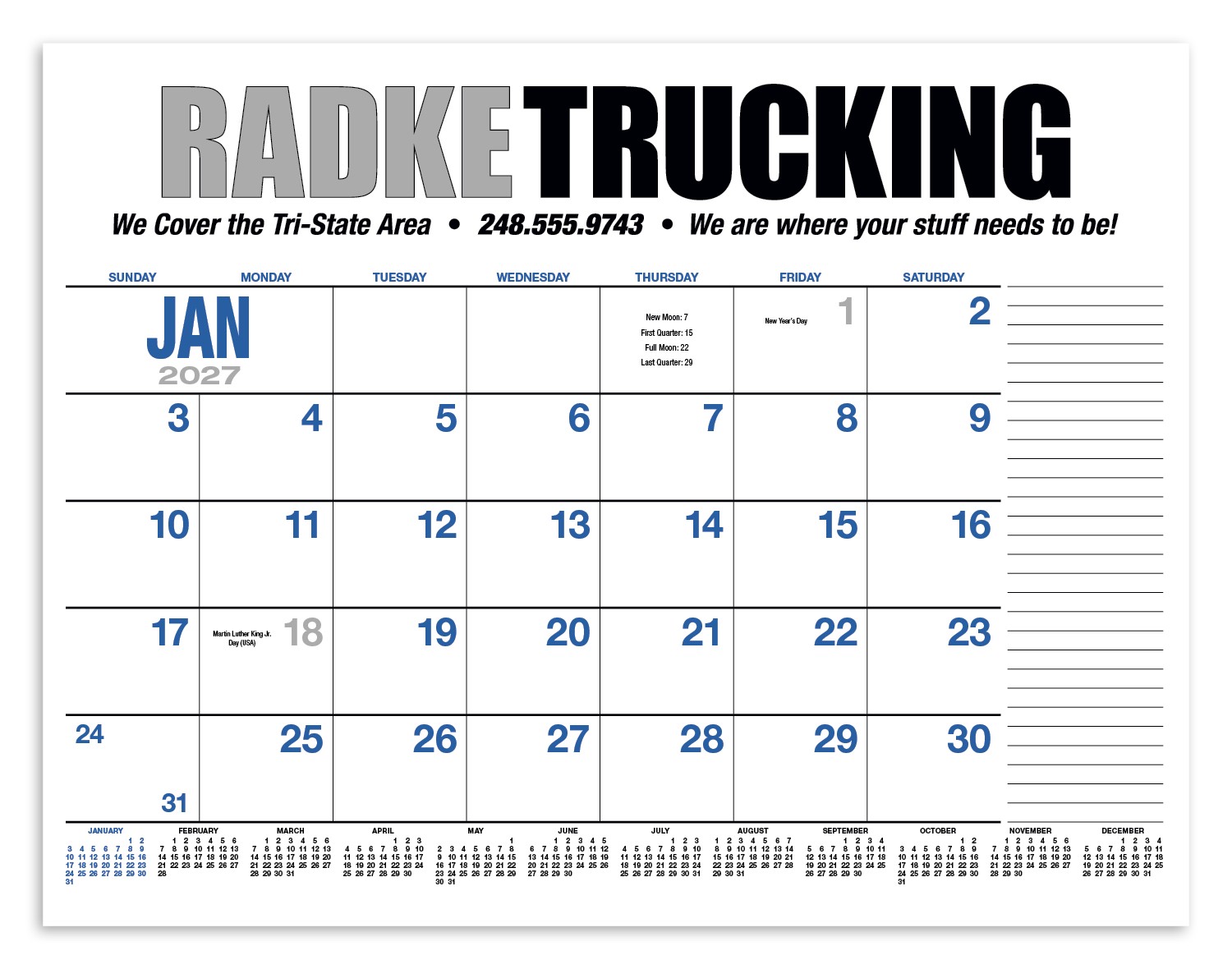 Picture of HotLine® Products 13-Month Desk Pad Calendar