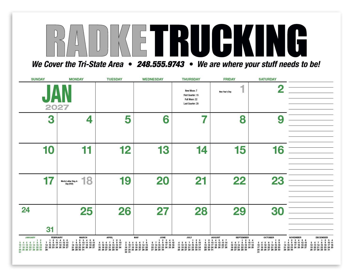 Picture of HotLine® Products 13-Month Desk Pad Calendar