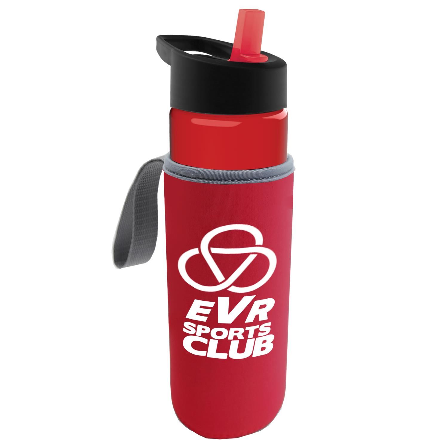 Picture of 24 Oz. Transparent Bottle & Caddy - Flip Straw Lid
