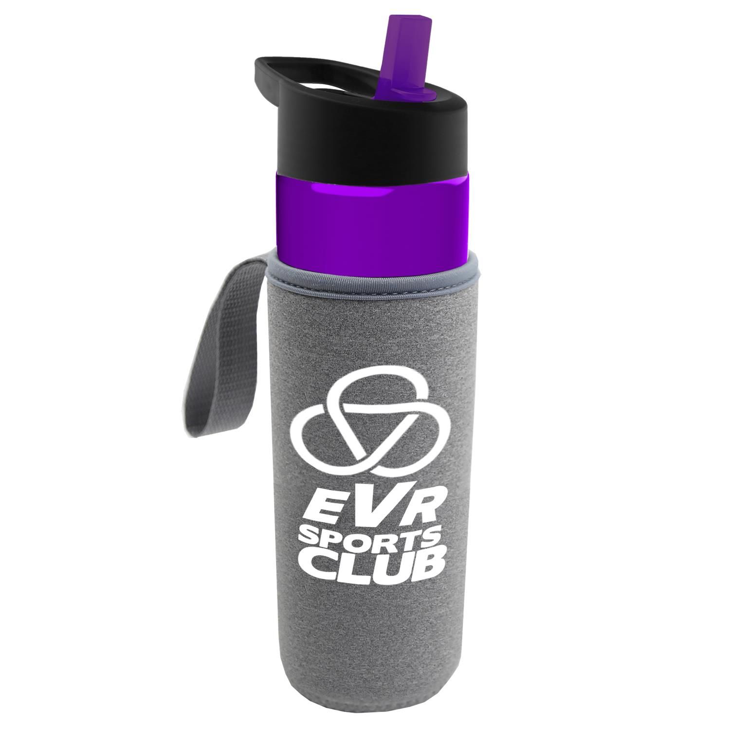 Picture of 24 Oz. Transparent Bottle & Caddy - Flip Straw Lid