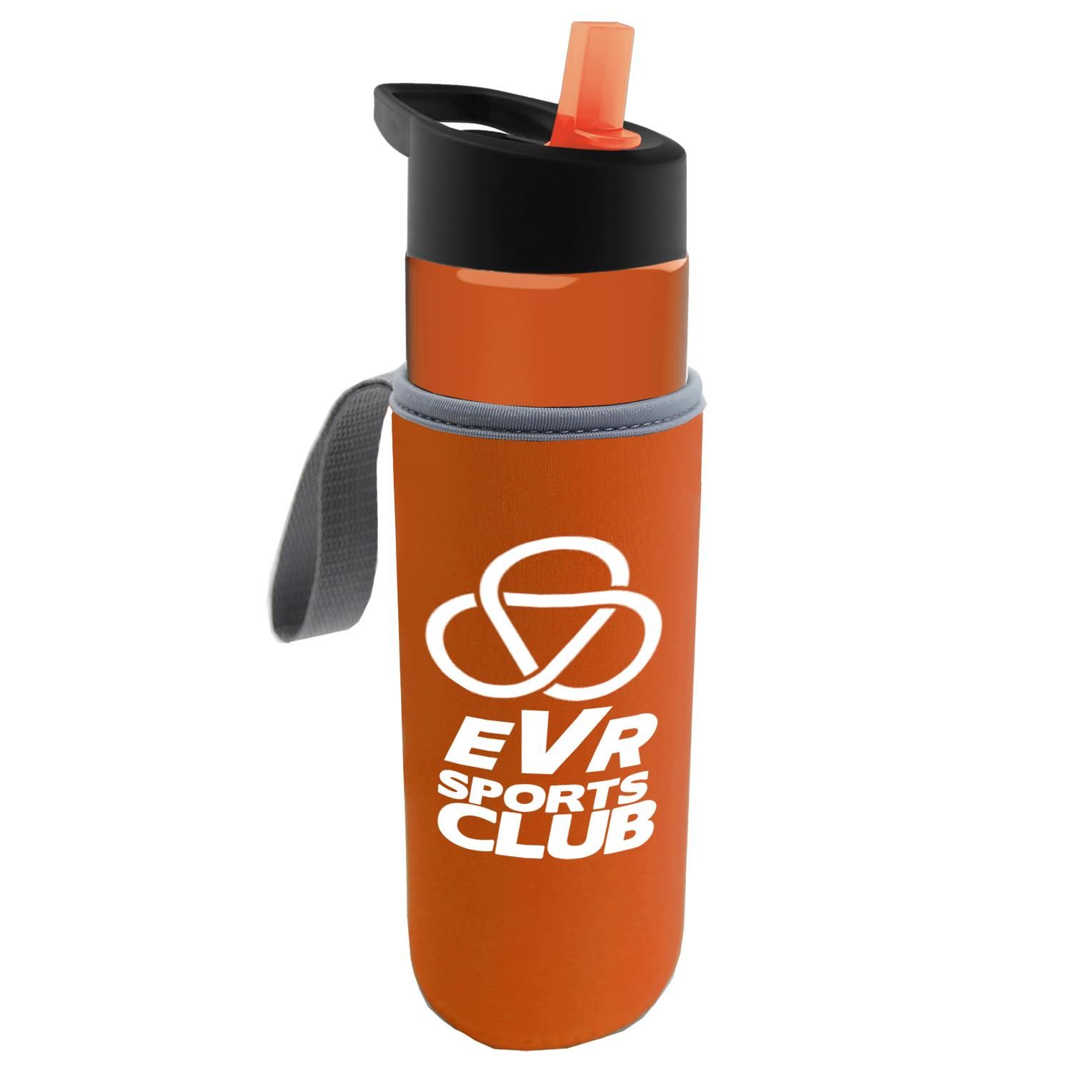 Picture of 24 Oz. Transparent Bottle & Caddy - Flip Straw Lid