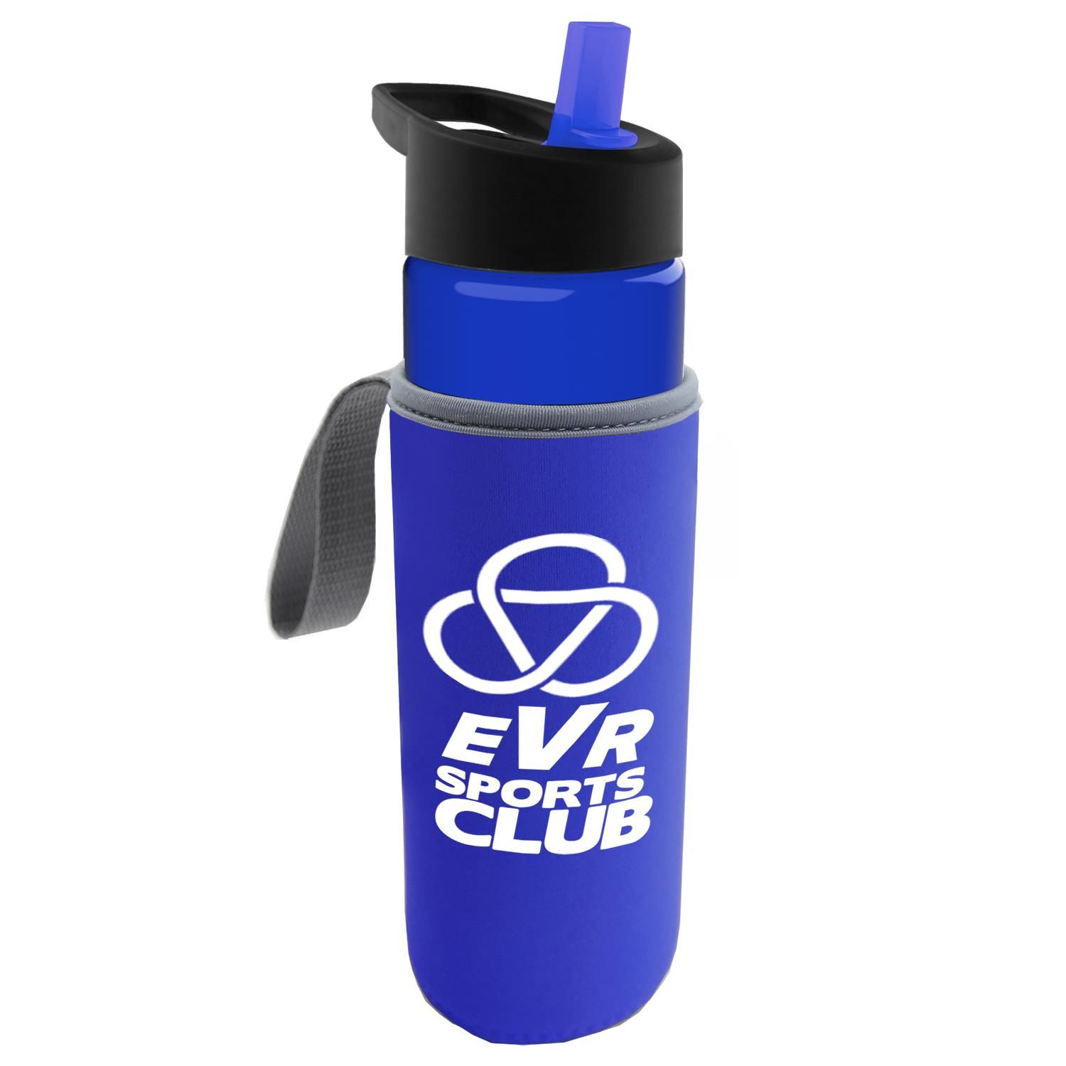 Picture of 24 Oz. Transparent Bottle & Caddy - Flip Straw Lid