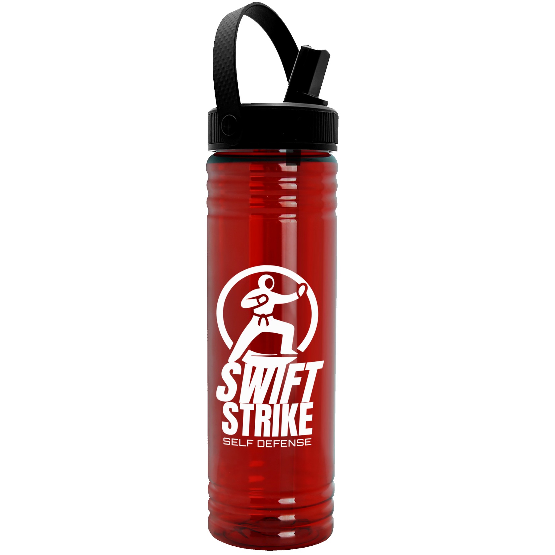 Picture of Garyline® Slim Fit RPET Bottle with Flip-Straw, Swivel-Handle Lid - 24 oz.