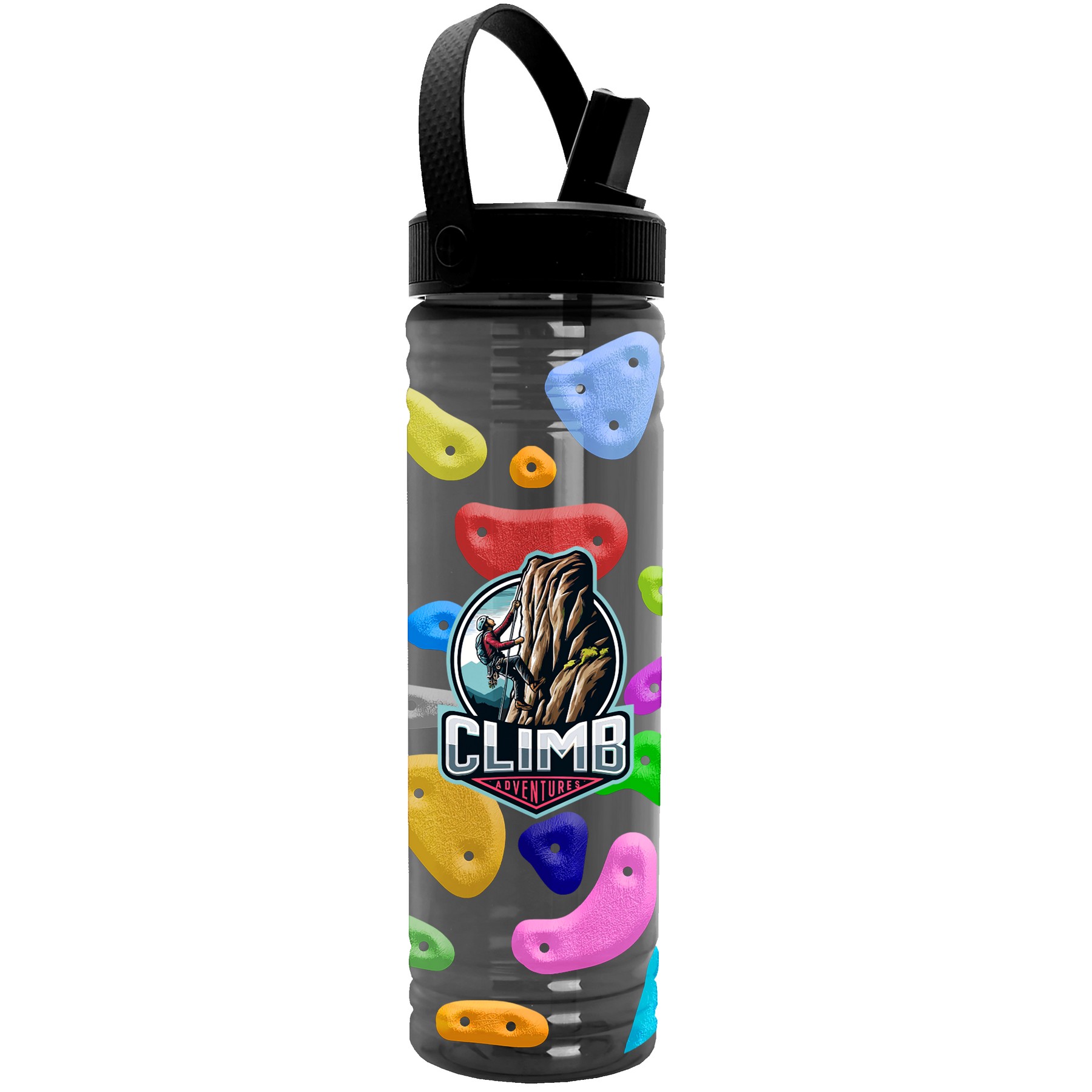 Picture of Garyline® Slim Fit RPET Bottle with Flip-Straw, Swivel-Handle Lid - 24 oz.