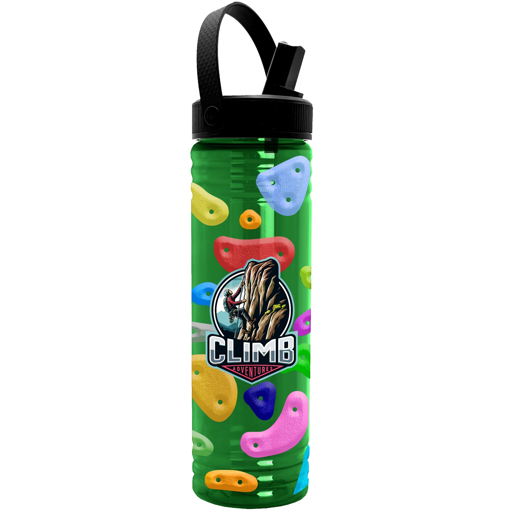 Picture of Garyline® Slim Fit RPET Bottle with Flip-Straw, Swivel-Handle Lid - 24 oz.