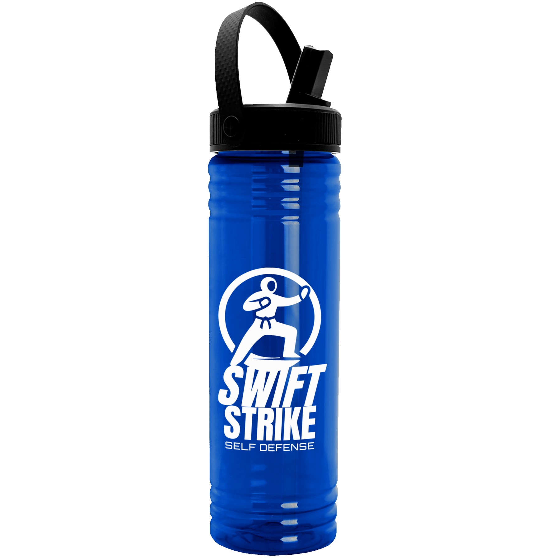 Picture of Garyline® Slim Fit RPET Bottle with Flip-Straw, Swivel-Handle Lid - 24 oz.
