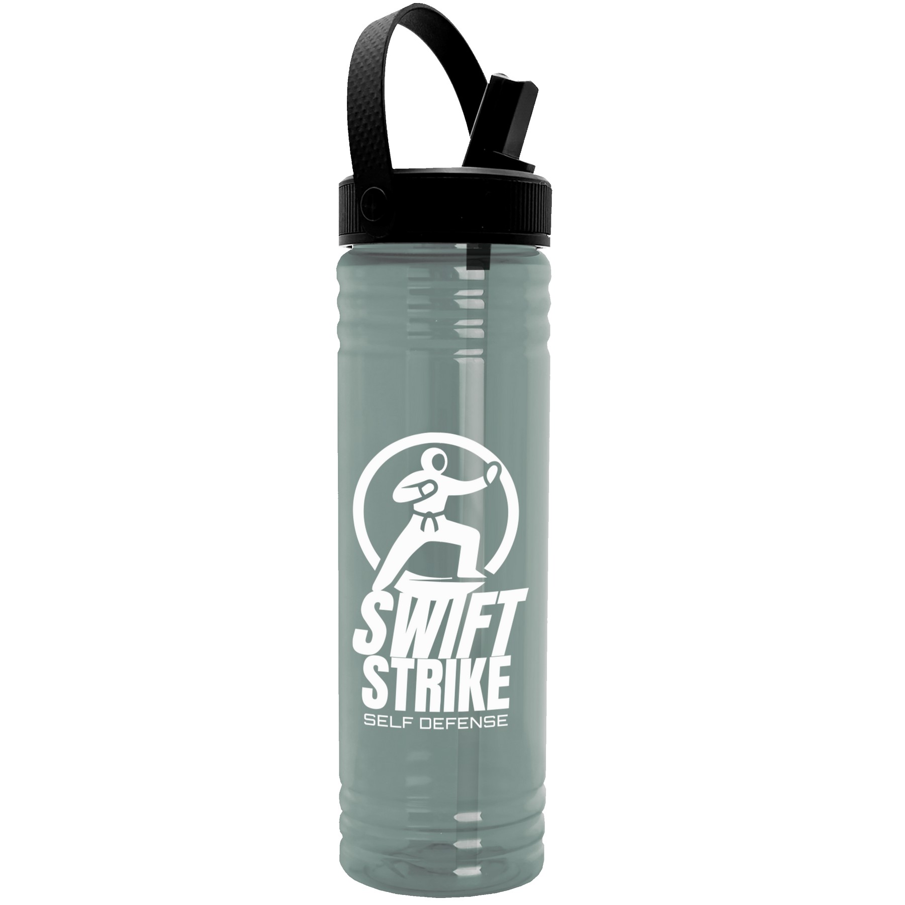 Picture of Garyline® Slim Fit RPET Bottle with Flip-Straw, Swivel-Handle Lid - 24 oz.