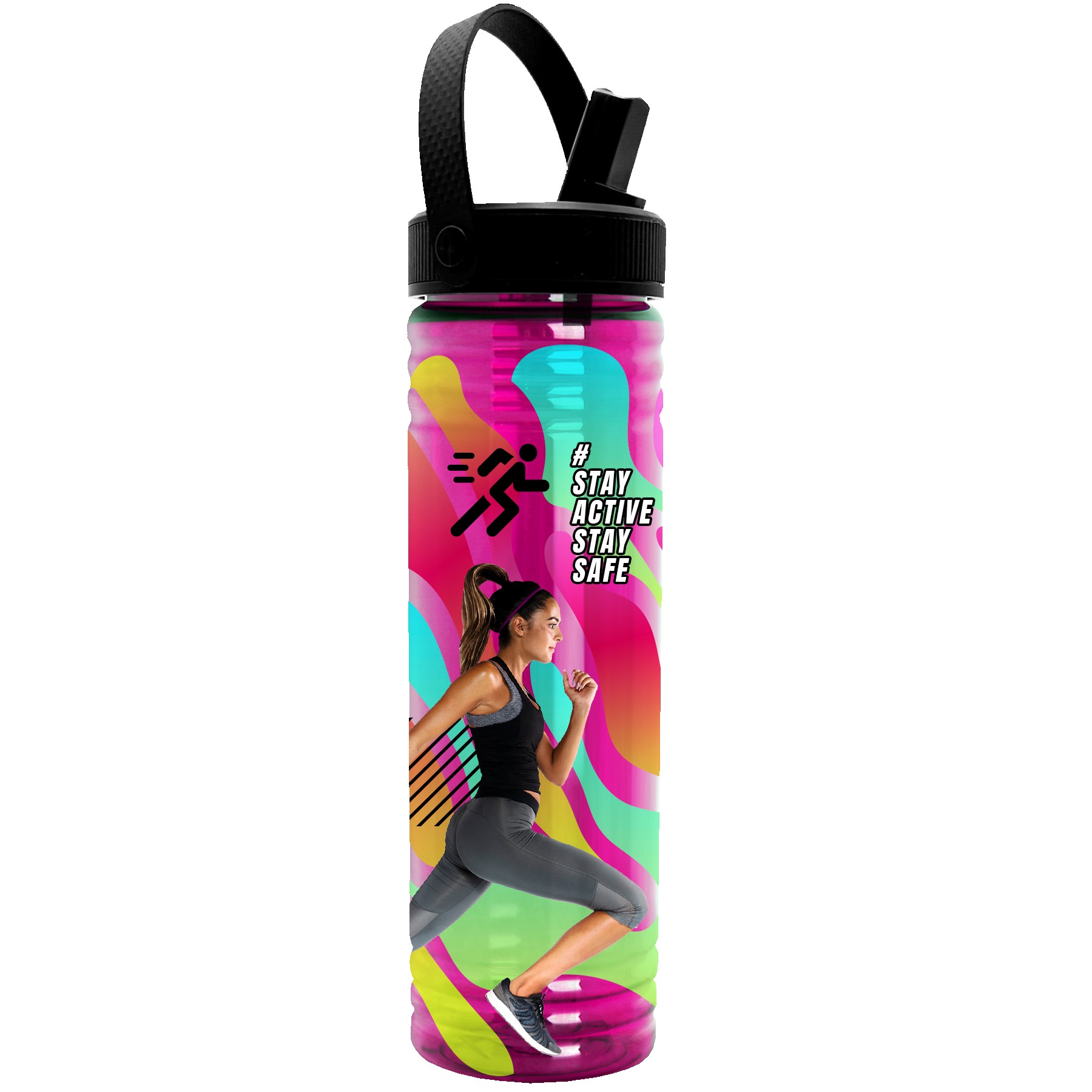 Picture of Garyline® Slim Fit Bottle with Flip-Straw, Swivel-Handle Lid - 24 oz.