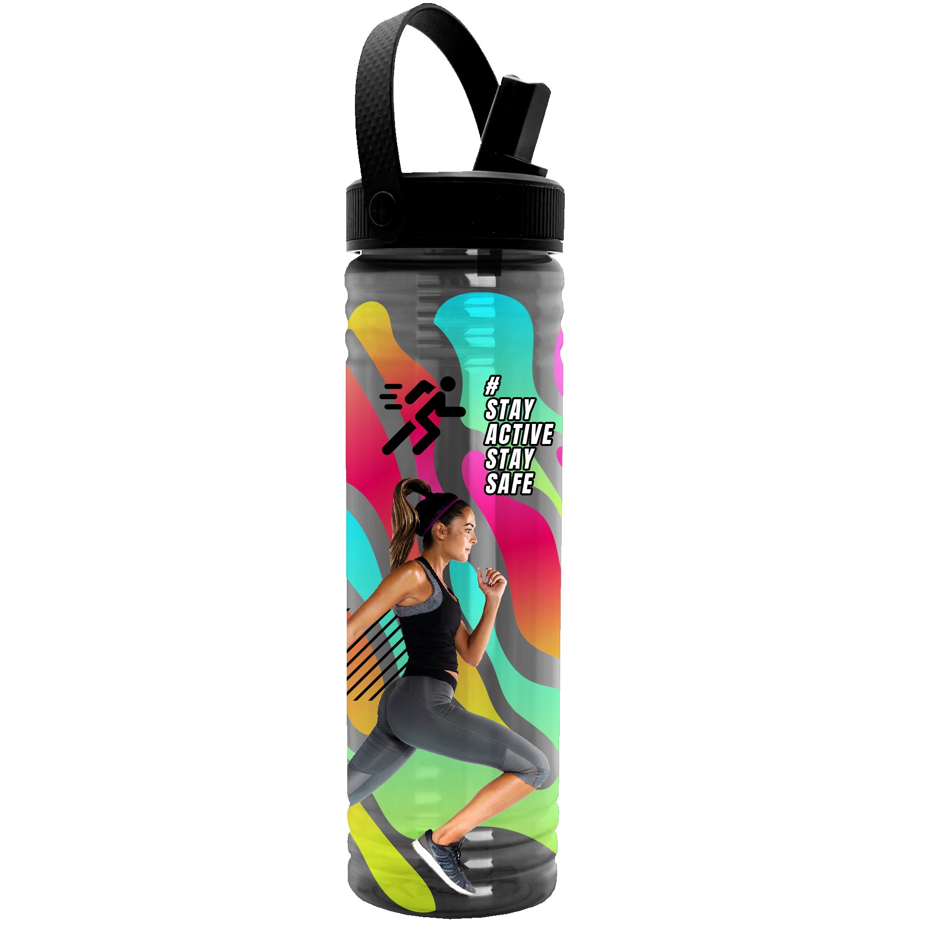 Picture of Garyline® Slim Fit Bottle with Flip-Straw, Swivel-Handle Lid - 24 oz.