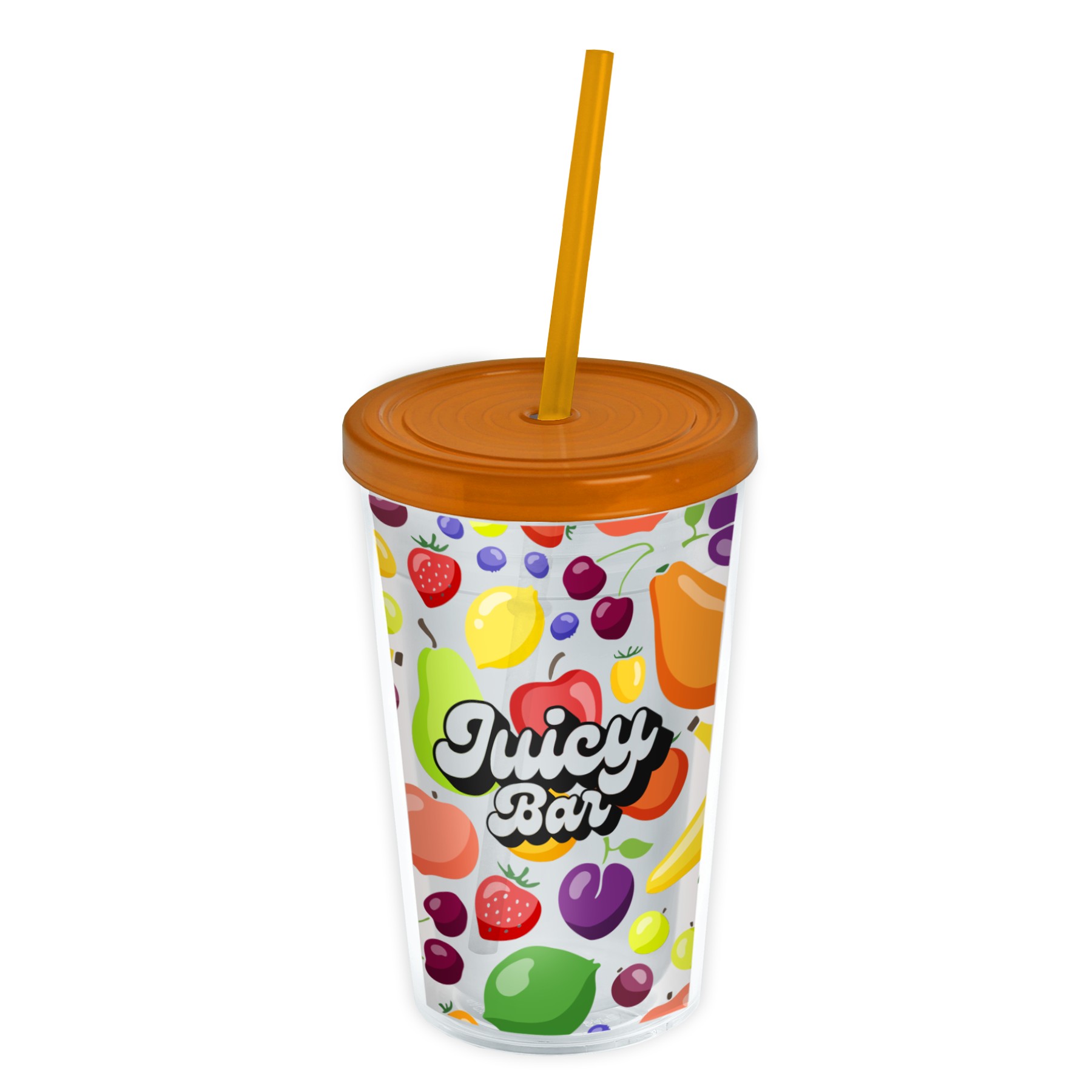 Picture of Garyline® Transparent Tumbler with Straw Lid and Full-Color Insert - 16 oz.