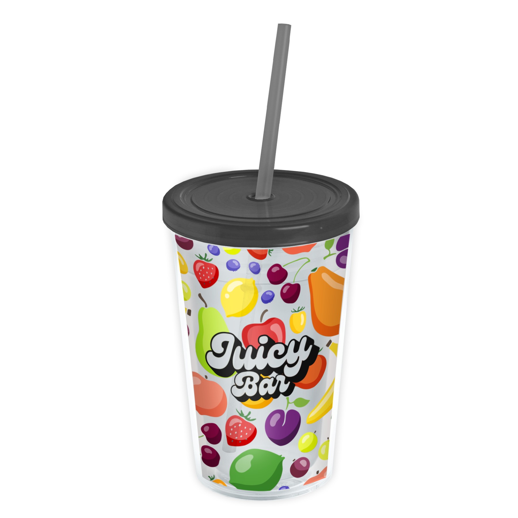 Picture of Garyline® Transparent Tumbler with Straw Lid and Full-Color Insert - 16 oz.