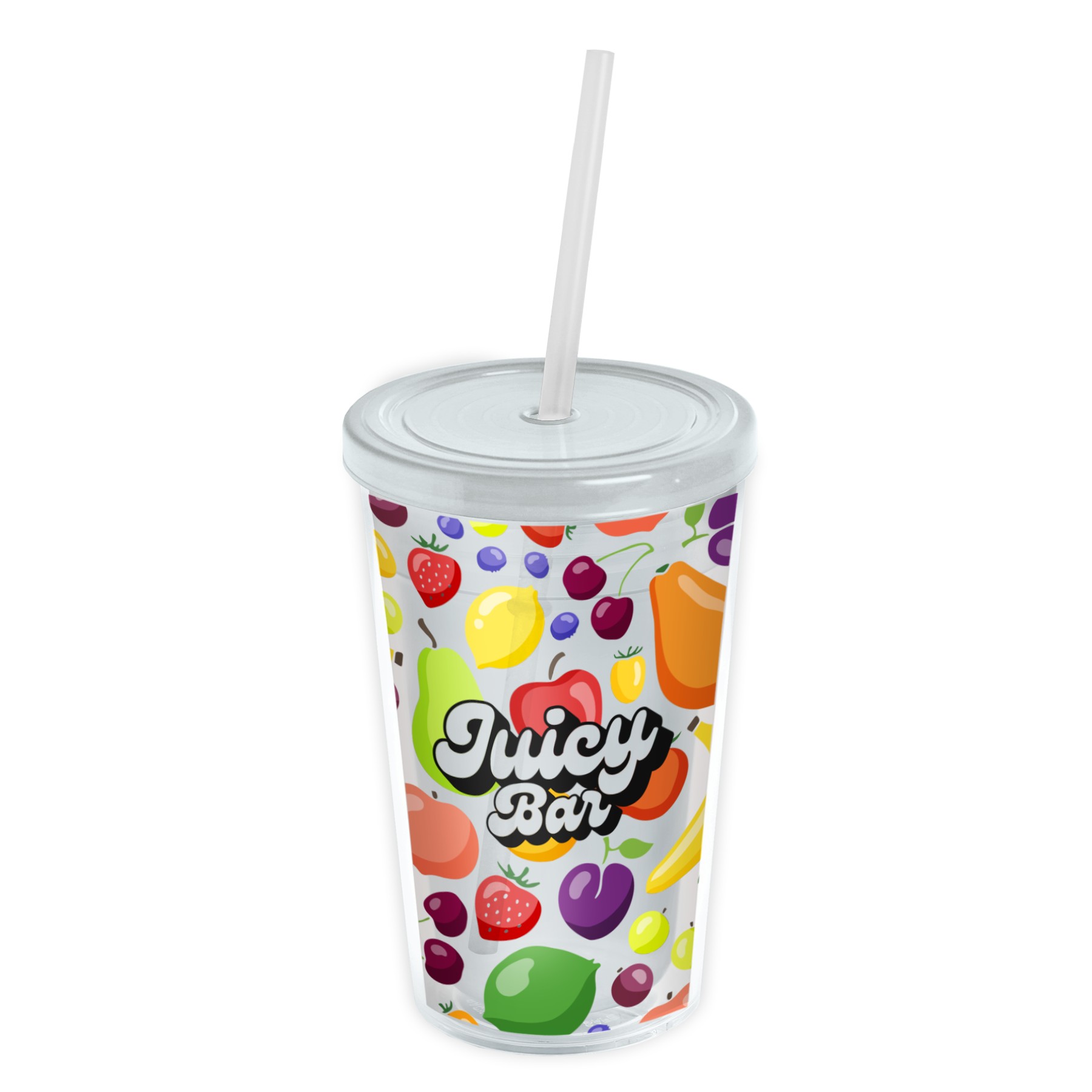 Picture of Garyline® Transparent Tumbler with Straw Lid and Full-Color Insert - 16 oz.